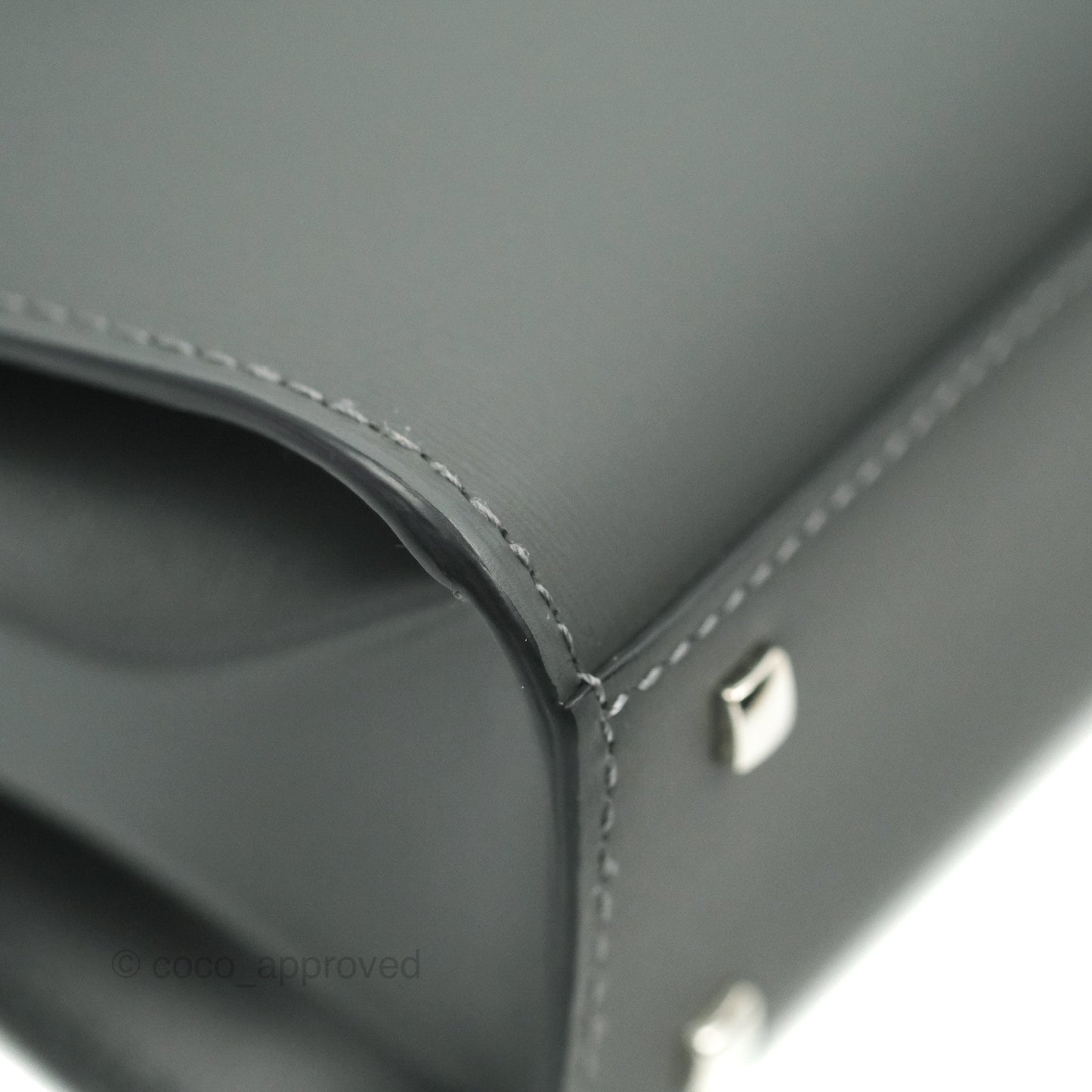 Delvaux Tempete Mini Grey Box Calfskin Silver Hardware