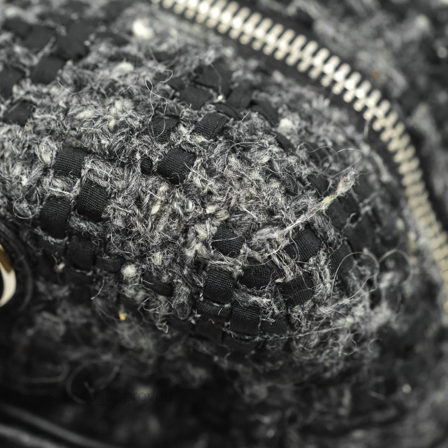Chanel Black Glazed Calfskin & Tweed Bowling Bag Silver Hardware