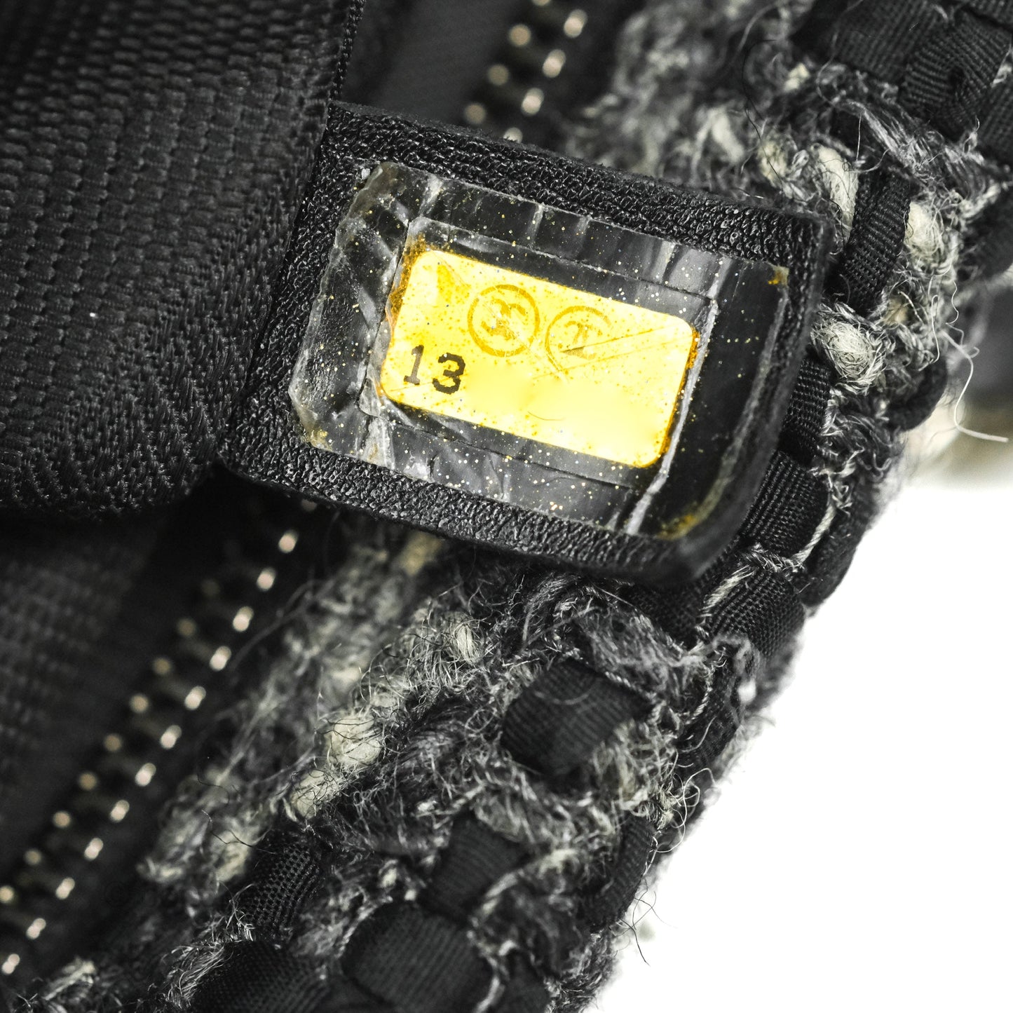 Chanel Black Glazed Calfskin & Tweed Bowling Bag Silver Hardware