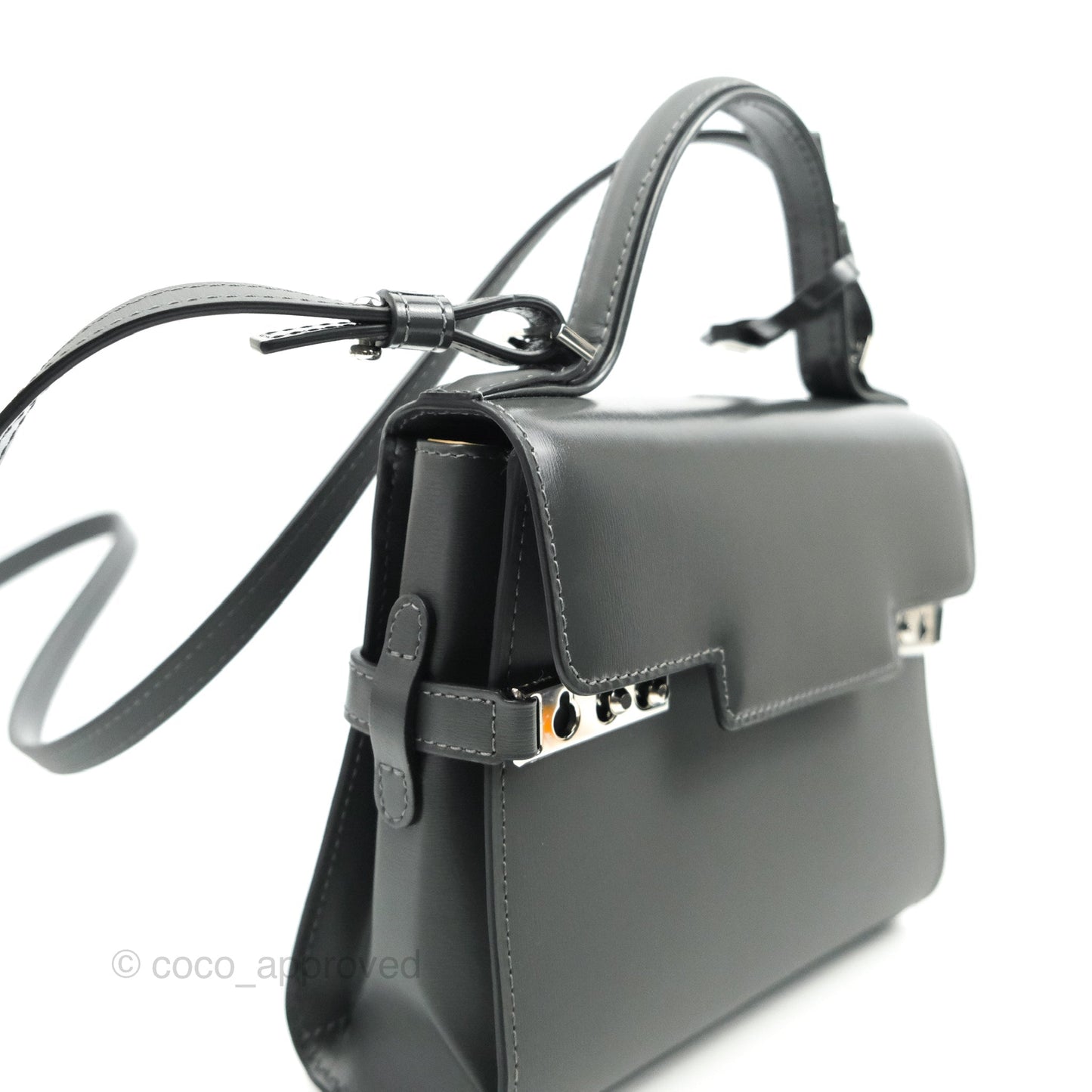 Delvaux Tempete Mini Grey Box Calfskin Silver Hardware