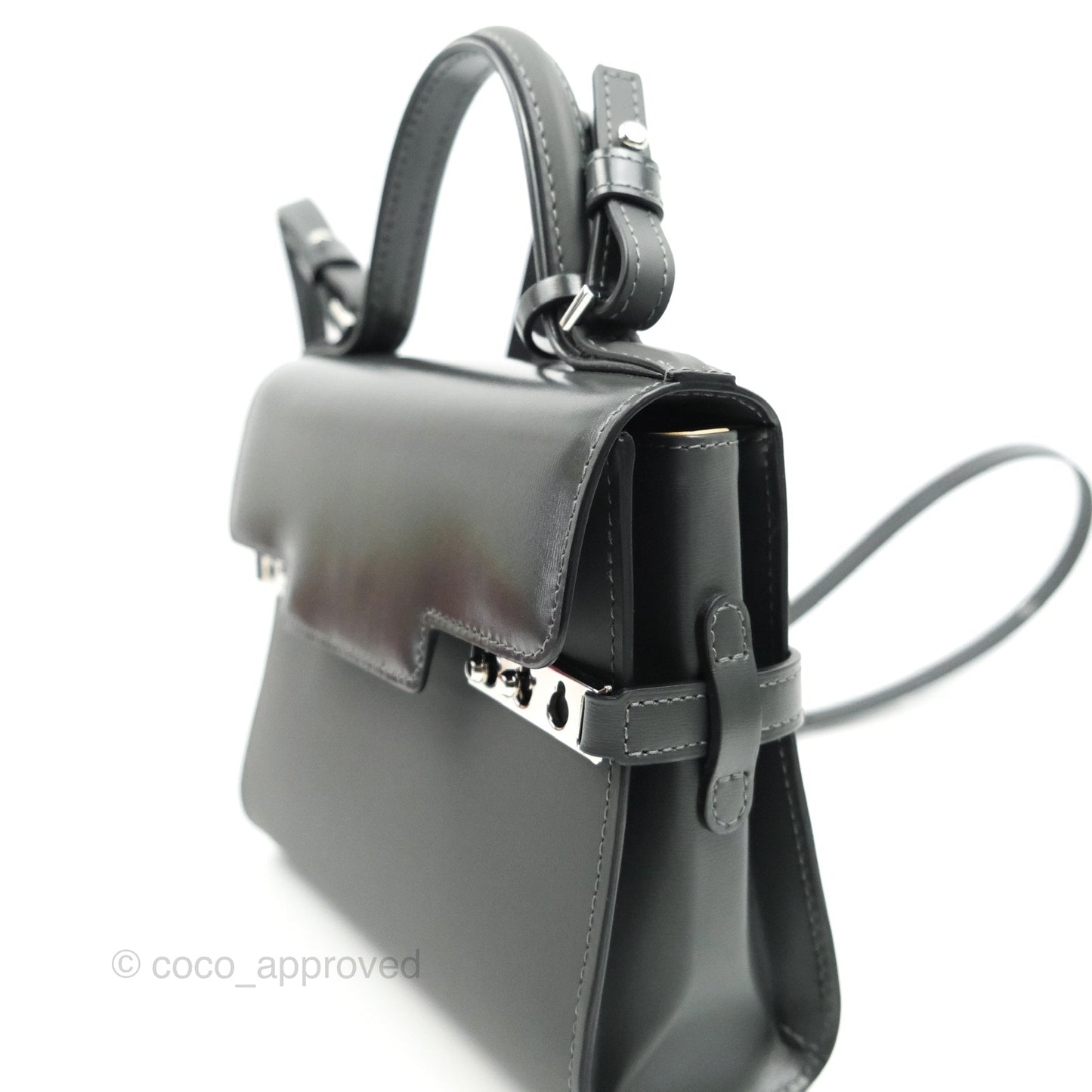 Delvaux Tempete Mini Grey Box Calfskin Silver Hardware