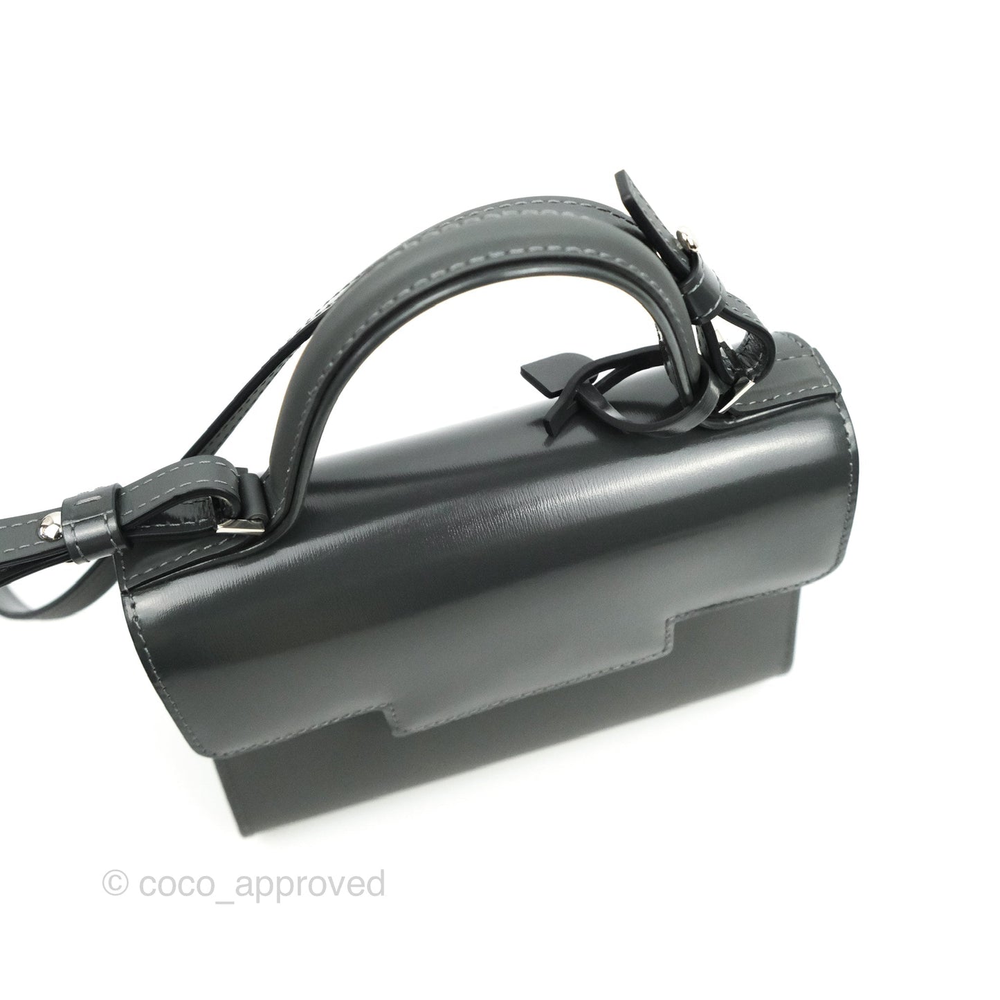 Delvaux Tempete Mini Grey Box Calfskin Silver Hardware