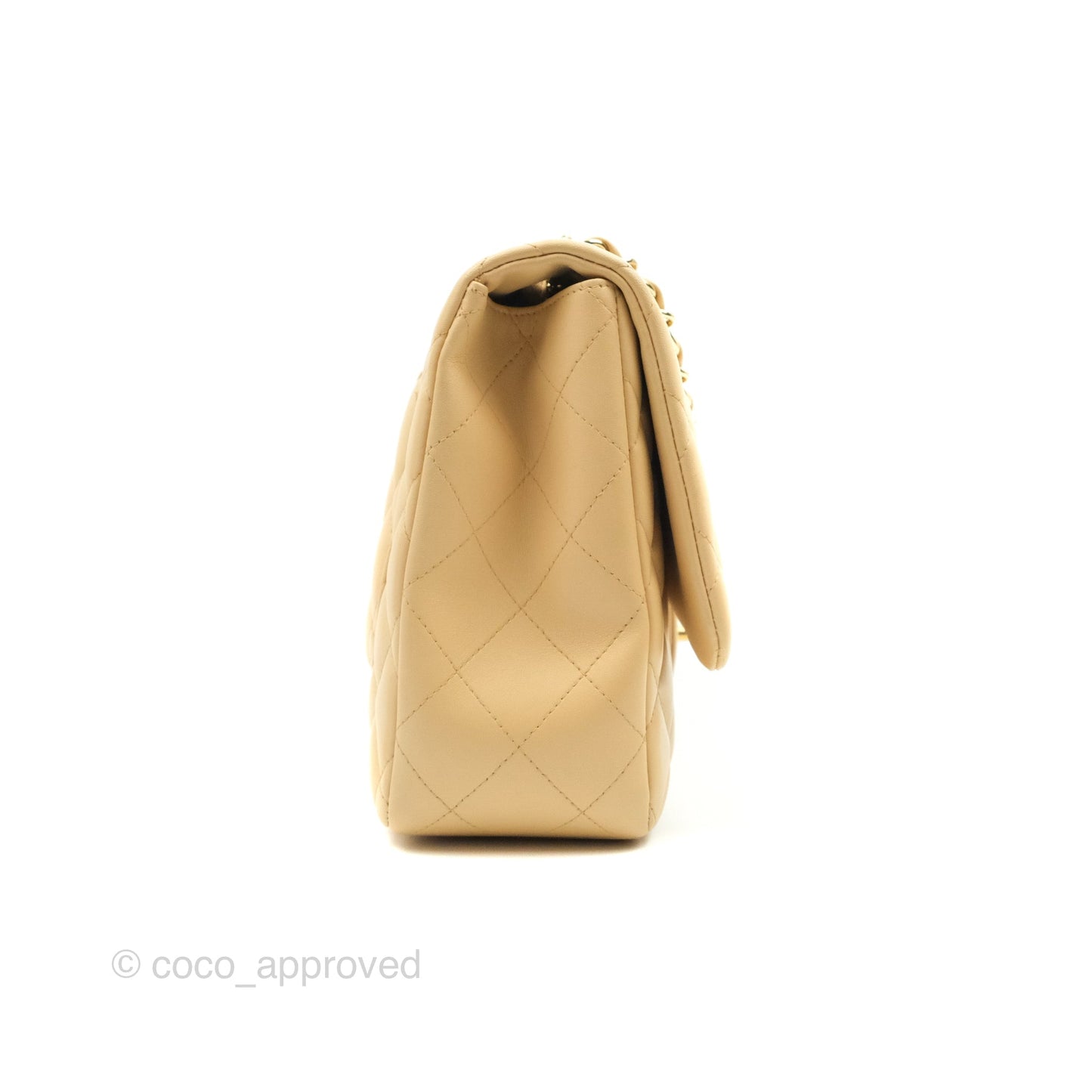 Chanel Jumbo Single Flap Beige Lambskin Gold Hardware