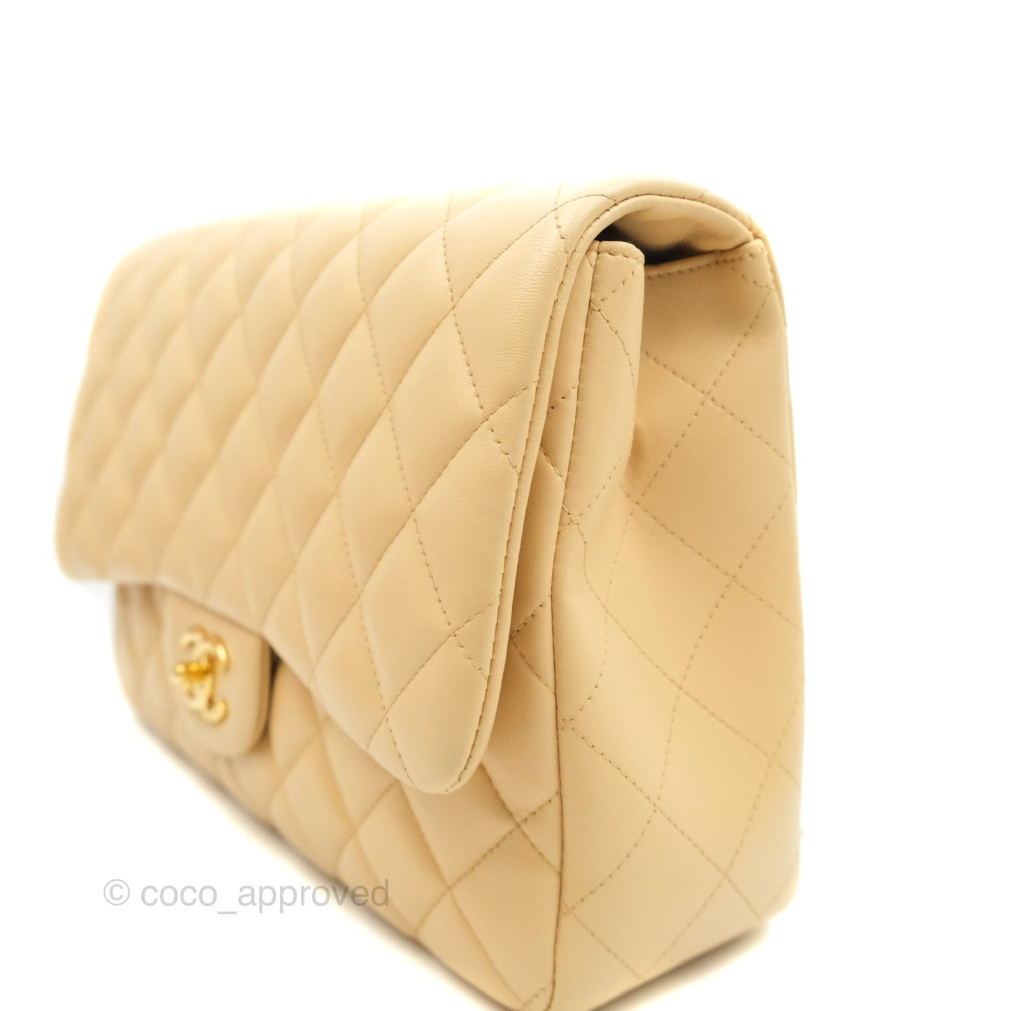 Chanel Jumbo Single Flap Beige Lambskin Gold Hardware