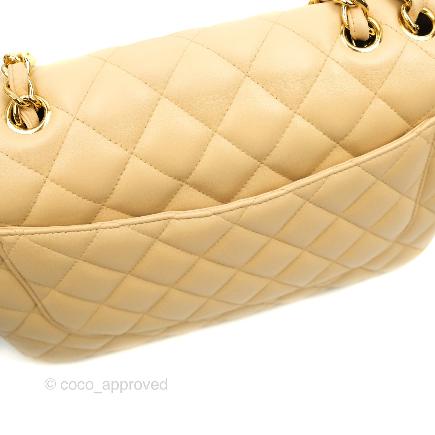 Chanel Jumbo Single Flap Beige Lambskin Gold Hardware