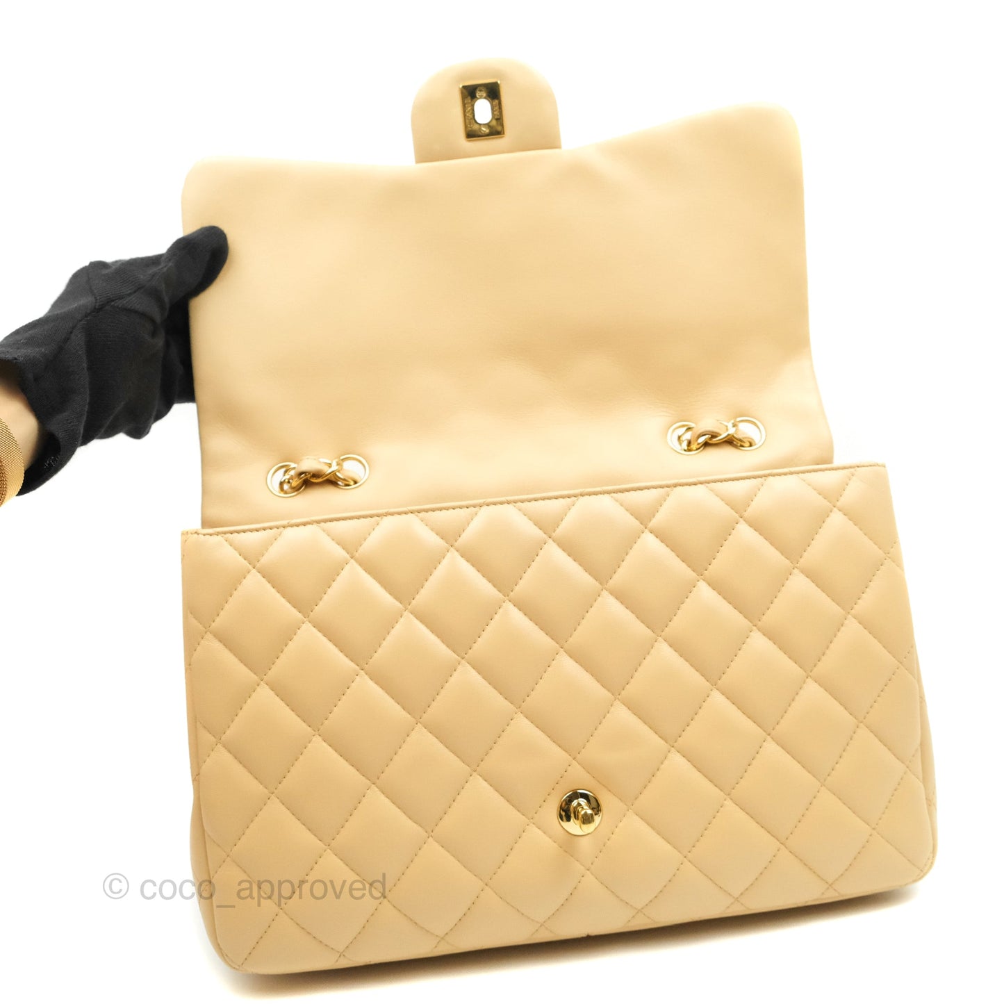 Chanel Jumbo Single Flap Beige Lambskin Gold Hardware