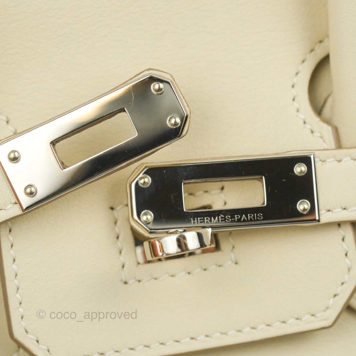 Hermes Birkin 25 Craie Swift Palladium Hardware