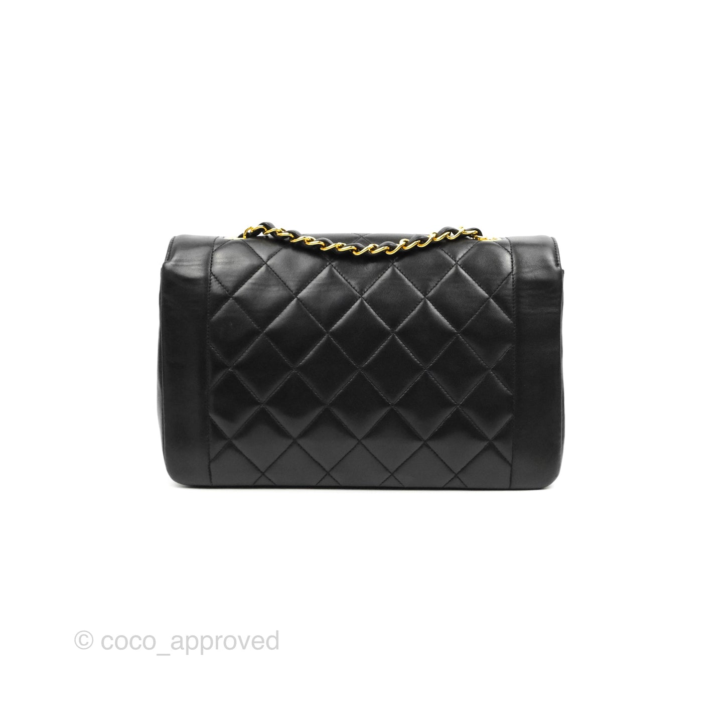 Chanel Vintage Quilted Classic Diana Medium Black Lambskin 24K Gold Hardware