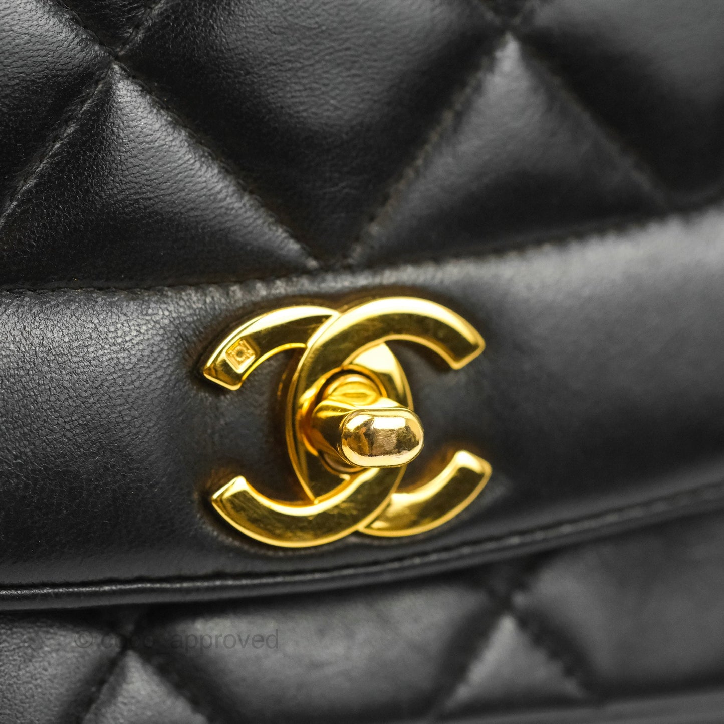 Chanel Vintage Quilted Classic Diana Medium Black Lambskin 24K Gold Hardware