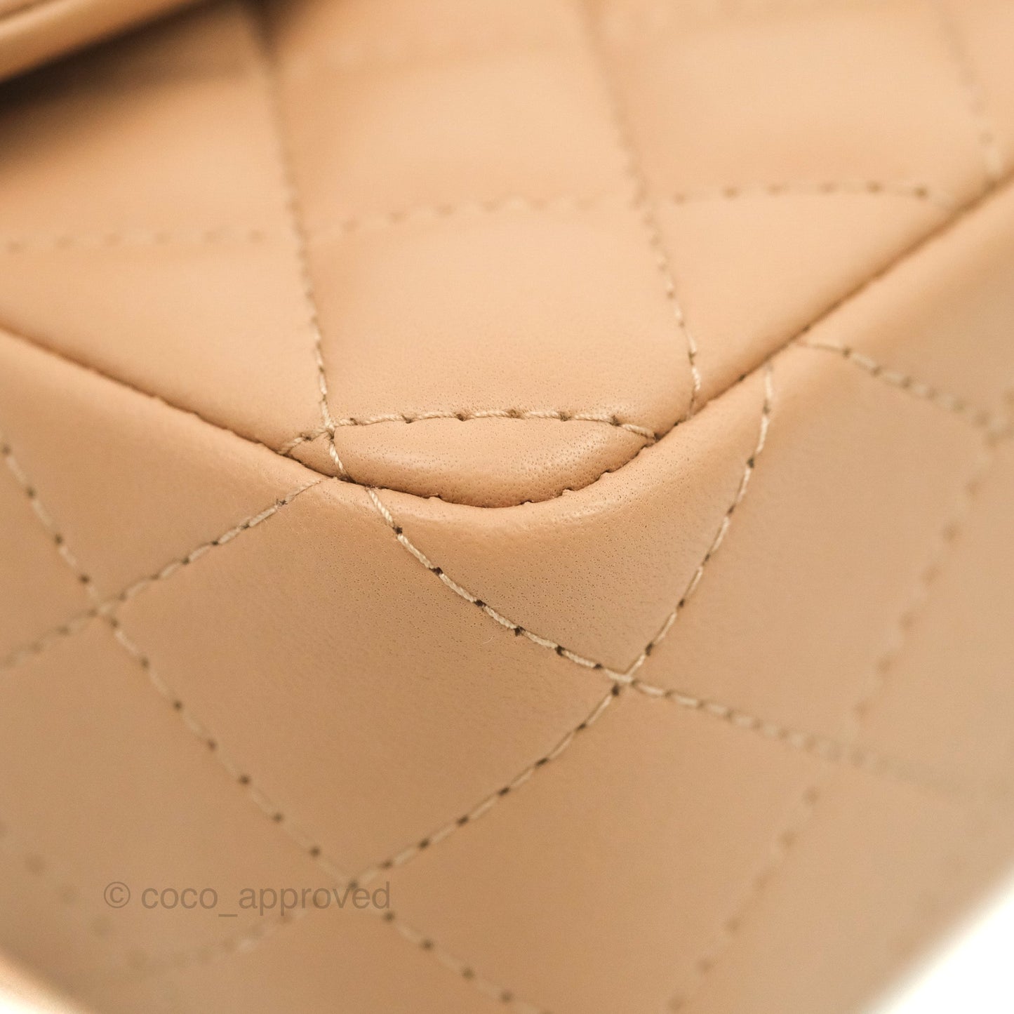 Chanel Mini Rectangular Flap Quilted Beige Pink Lambskin Gold Hardware