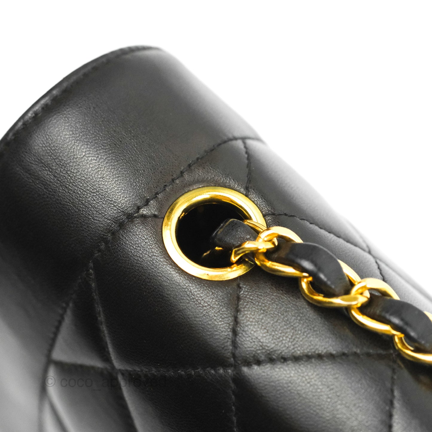 Chanel Vintage Quilted Classic Diana Medium Black Lambskin 24K Gold Hardware