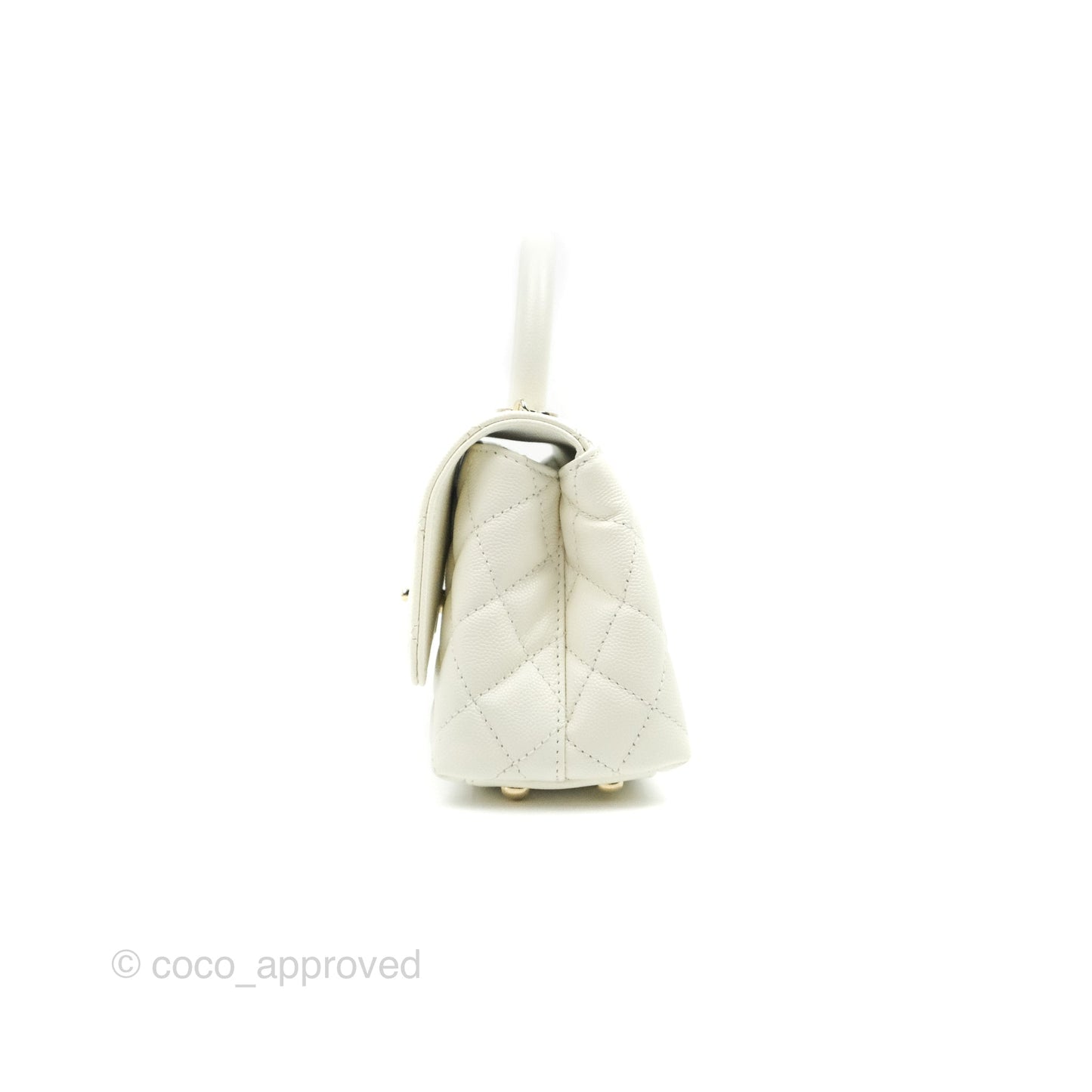 Chanel Extra Mini Quilted Coco Handle White Caviar Gold Hardware