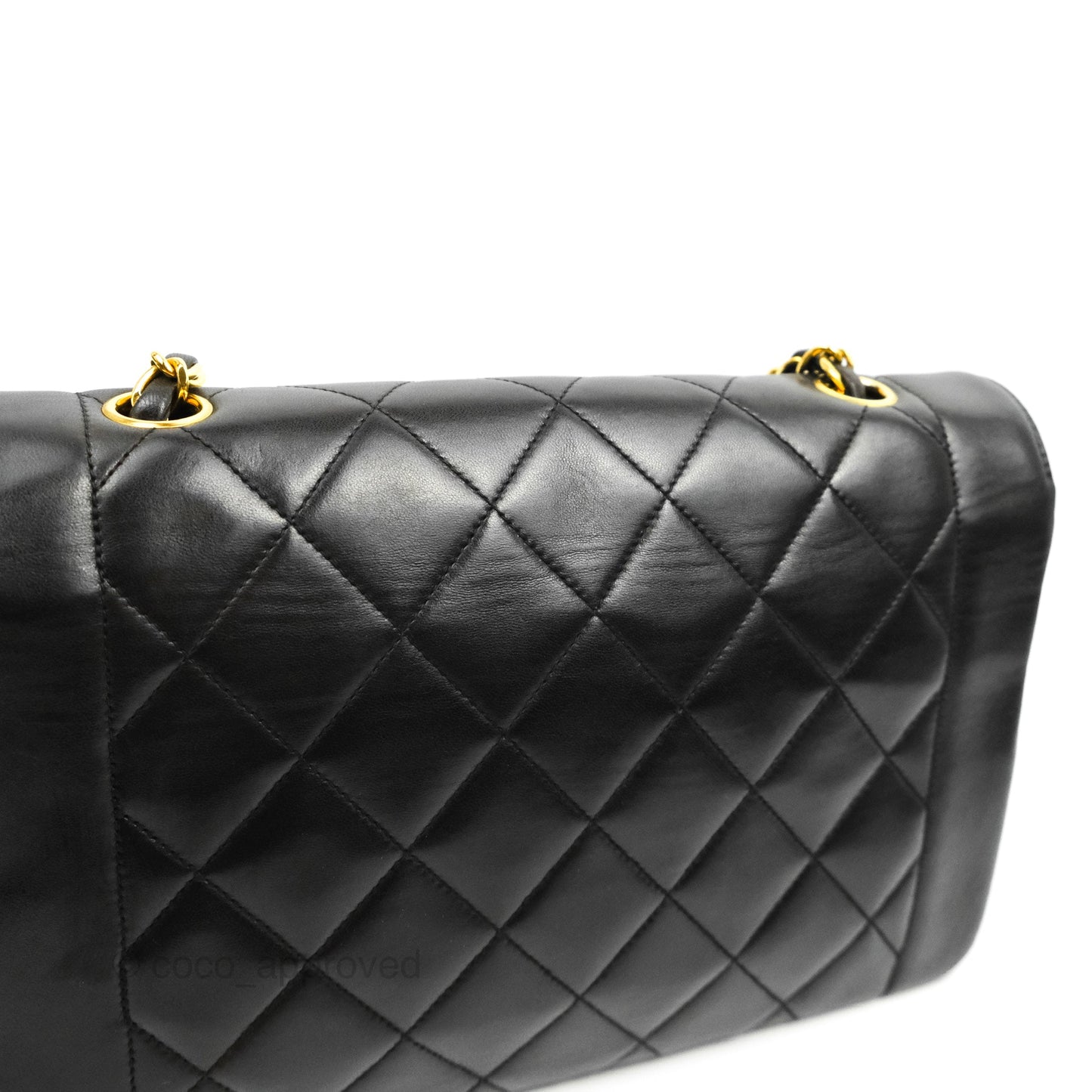 Chanel Vintage Quilted Classic Diana Medium Black Lambskin 24K Gold Hardware