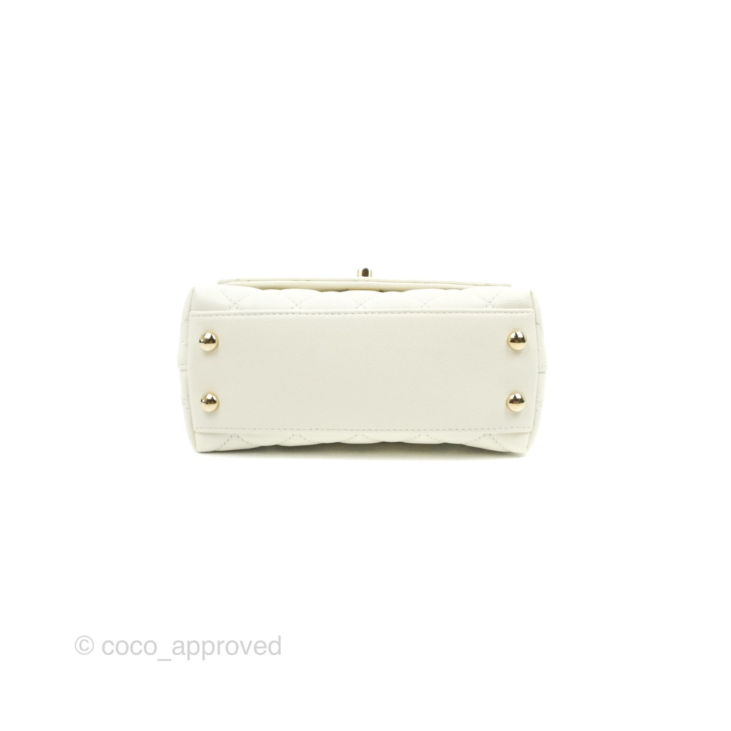 Chanel Extra Mini Quilted Coco Handle White Caviar Gold Hardware