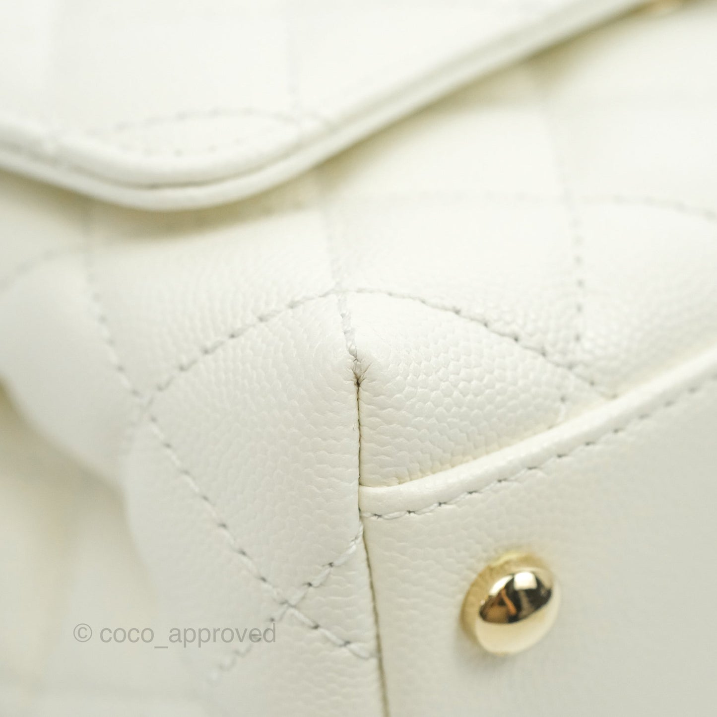 Chanel Extra Mini Quilted Coco Handle White Caviar Gold Hardware