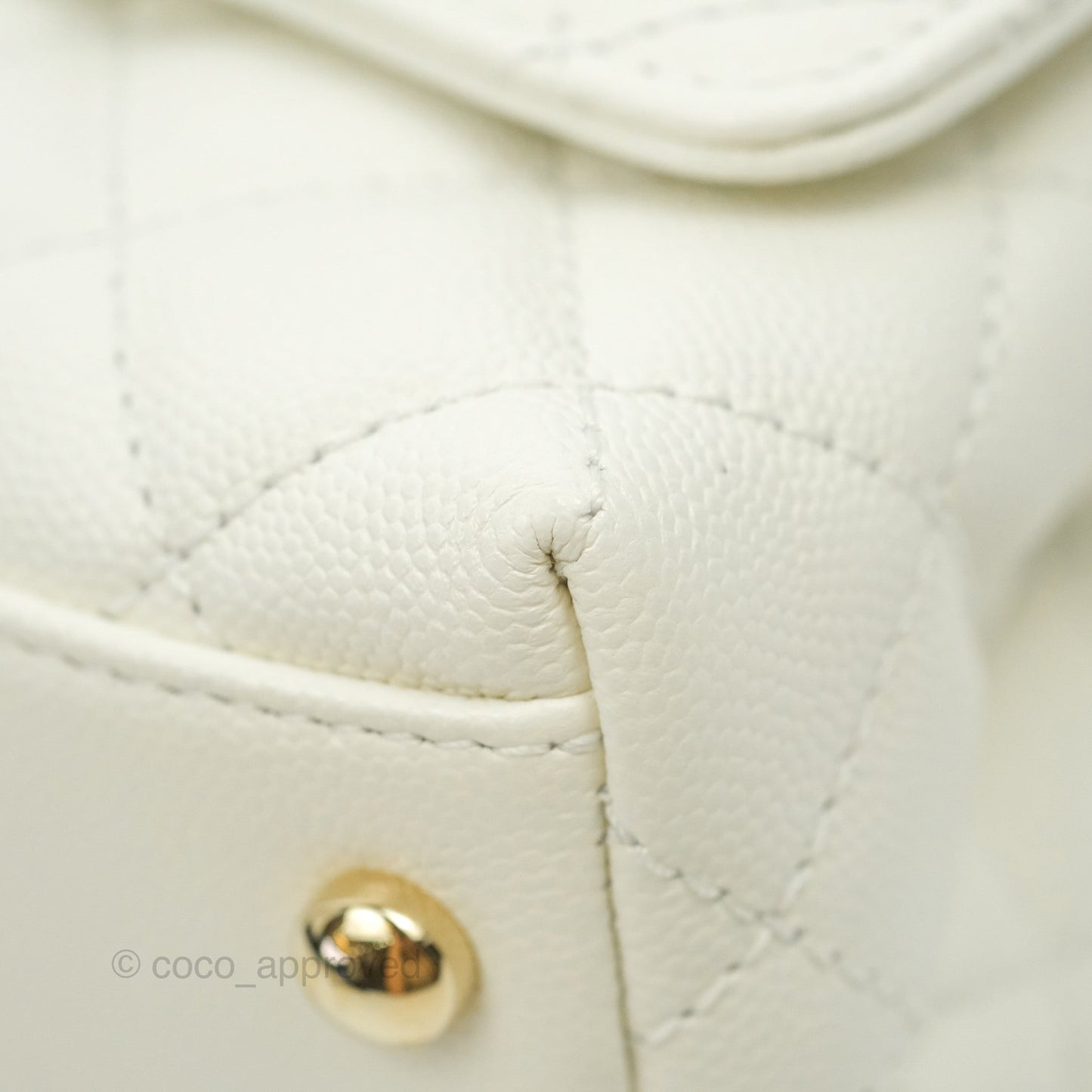 Chanel Extra Mini Quilted Coco Handle White Caviar Gold Hardware