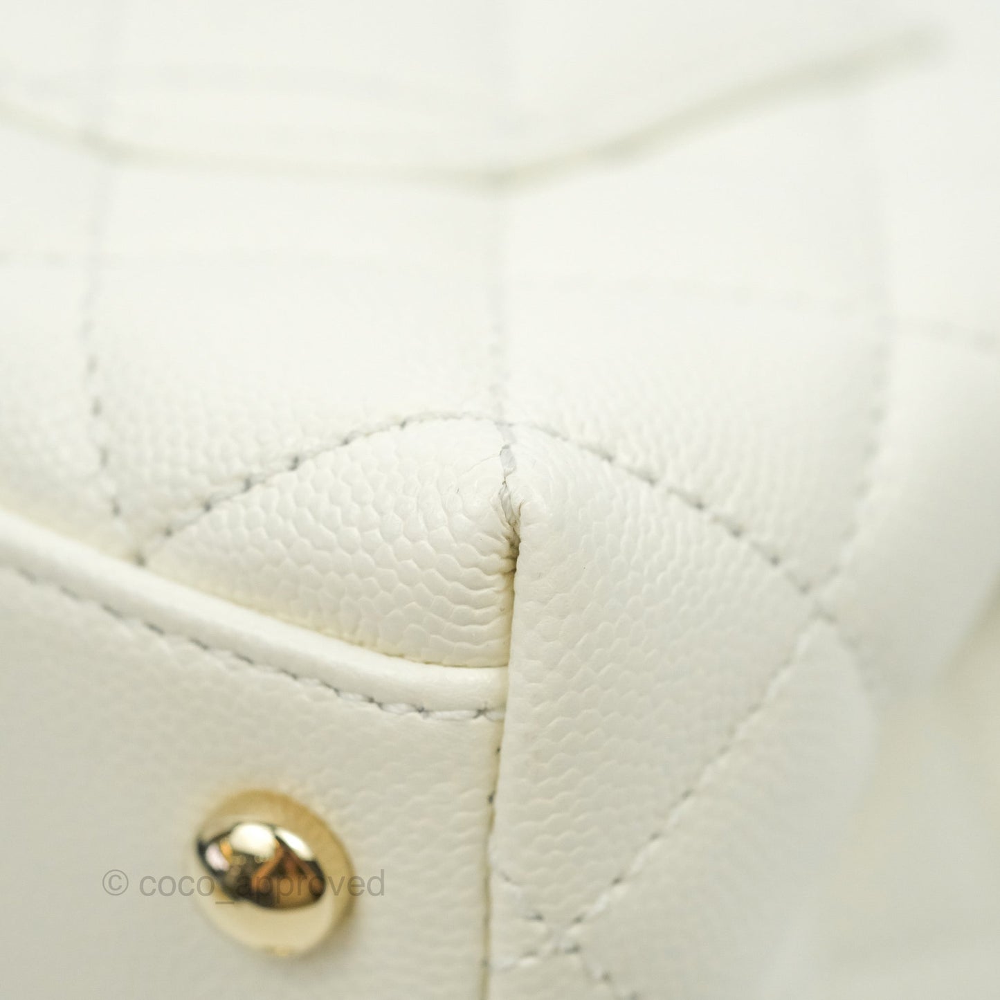 Chanel Extra Mini Quilted Coco Handle White Caviar Gold Hardware