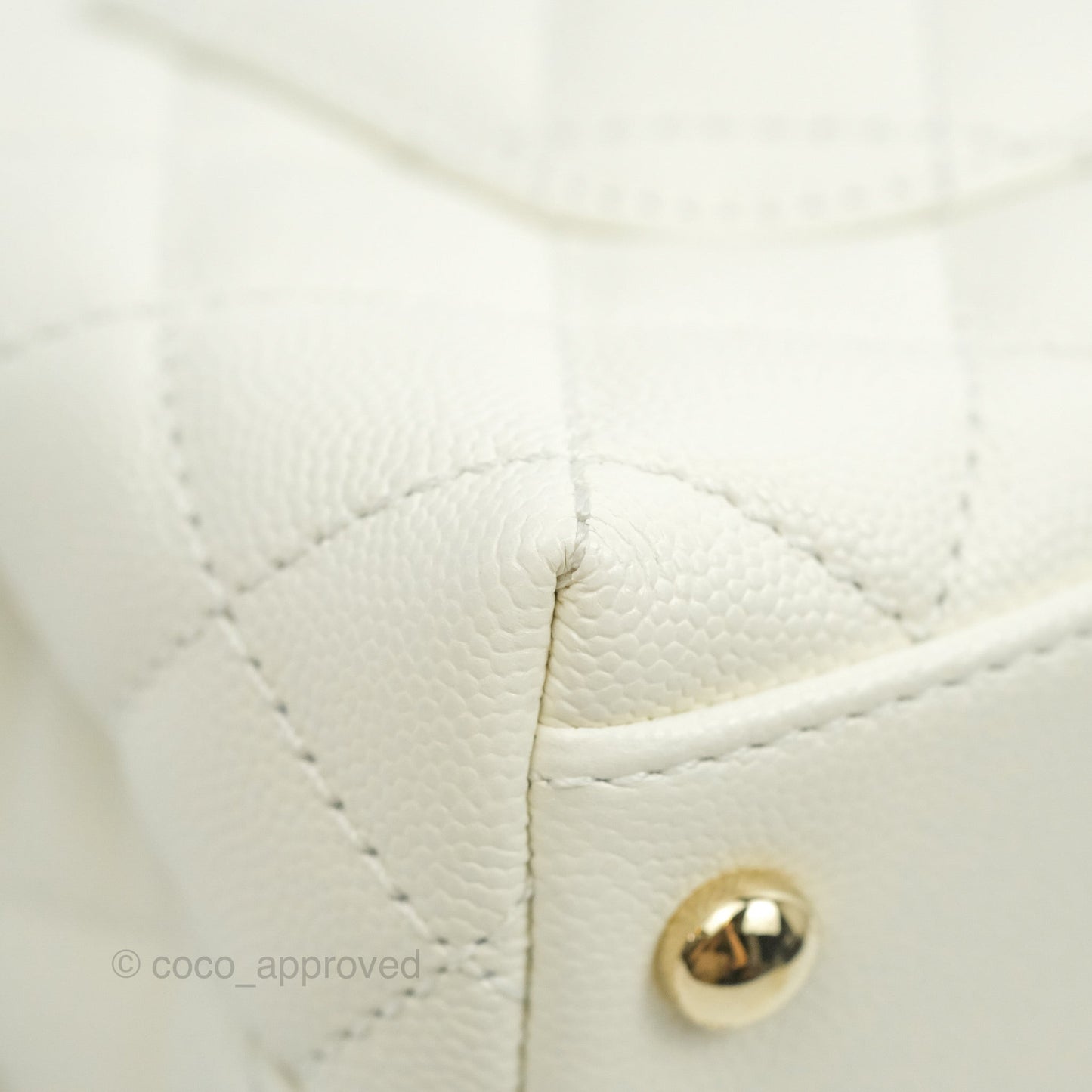 Chanel Extra Mini Quilted Coco Handle White Caviar Gold Hardware