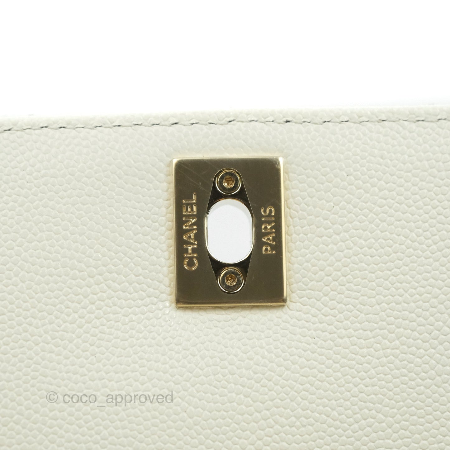 Chanel Extra Mini Quilted Coco Handle White Caviar Gold Hardware