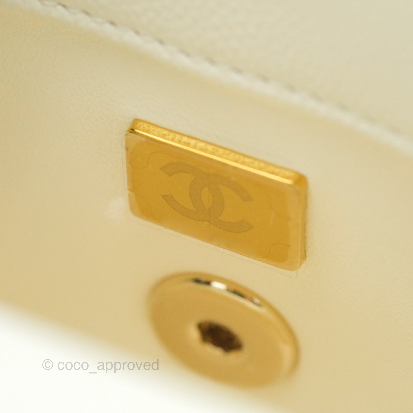 Chanel Extra Mini Quilted Coco Handle White Caviar Gold Hardware