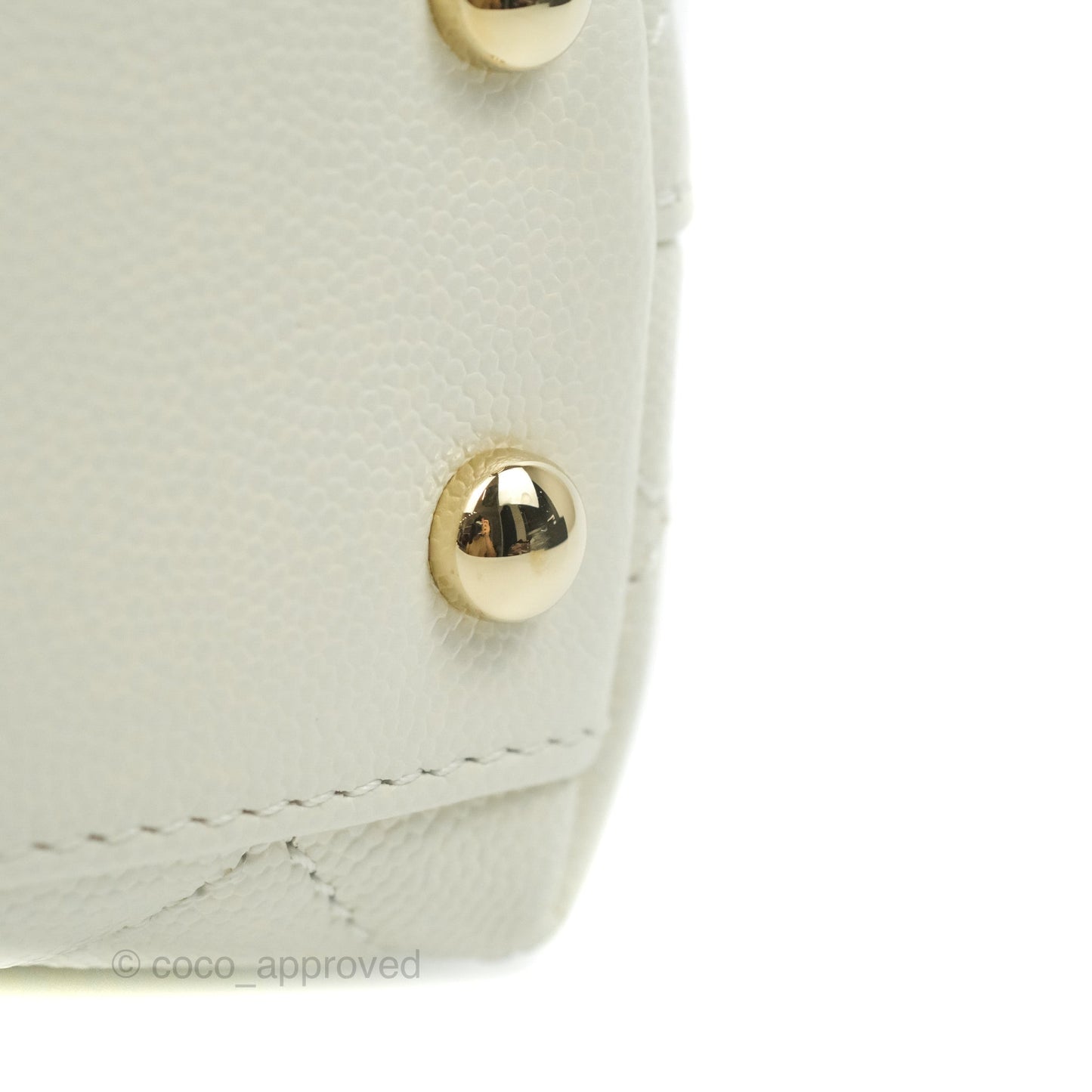 Chanel Extra Mini Quilted Coco Handle White Caviar Gold Hardware