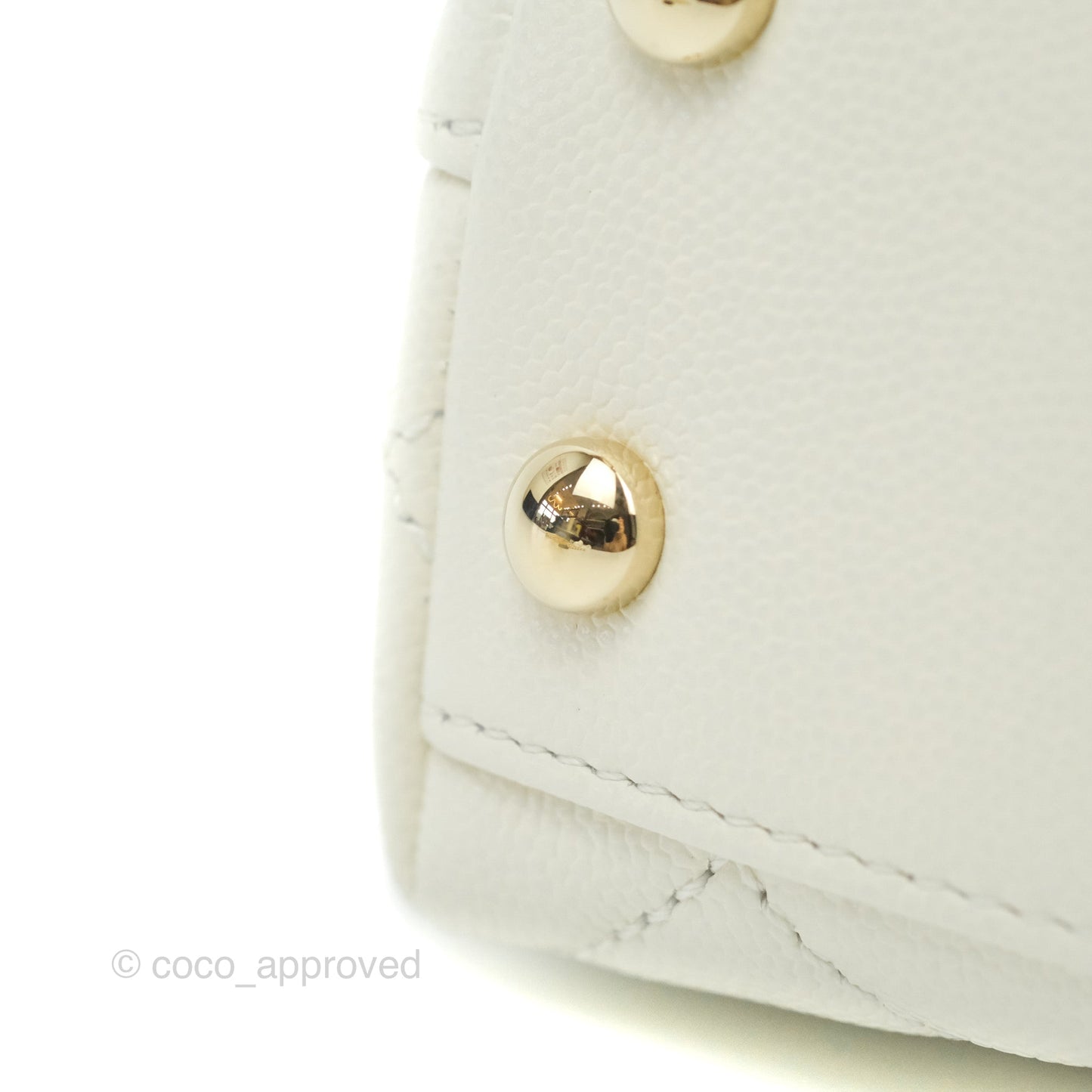 Chanel Extra Mini Quilted Coco Handle White Caviar Gold Hardware