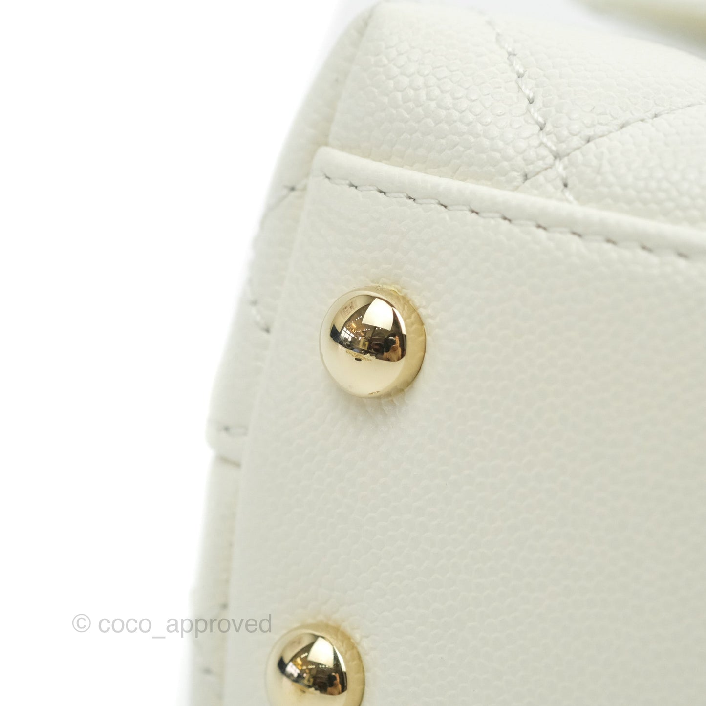 Chanel Extra Mini Quilted Coco Handle White Caviar Gold Hardware
