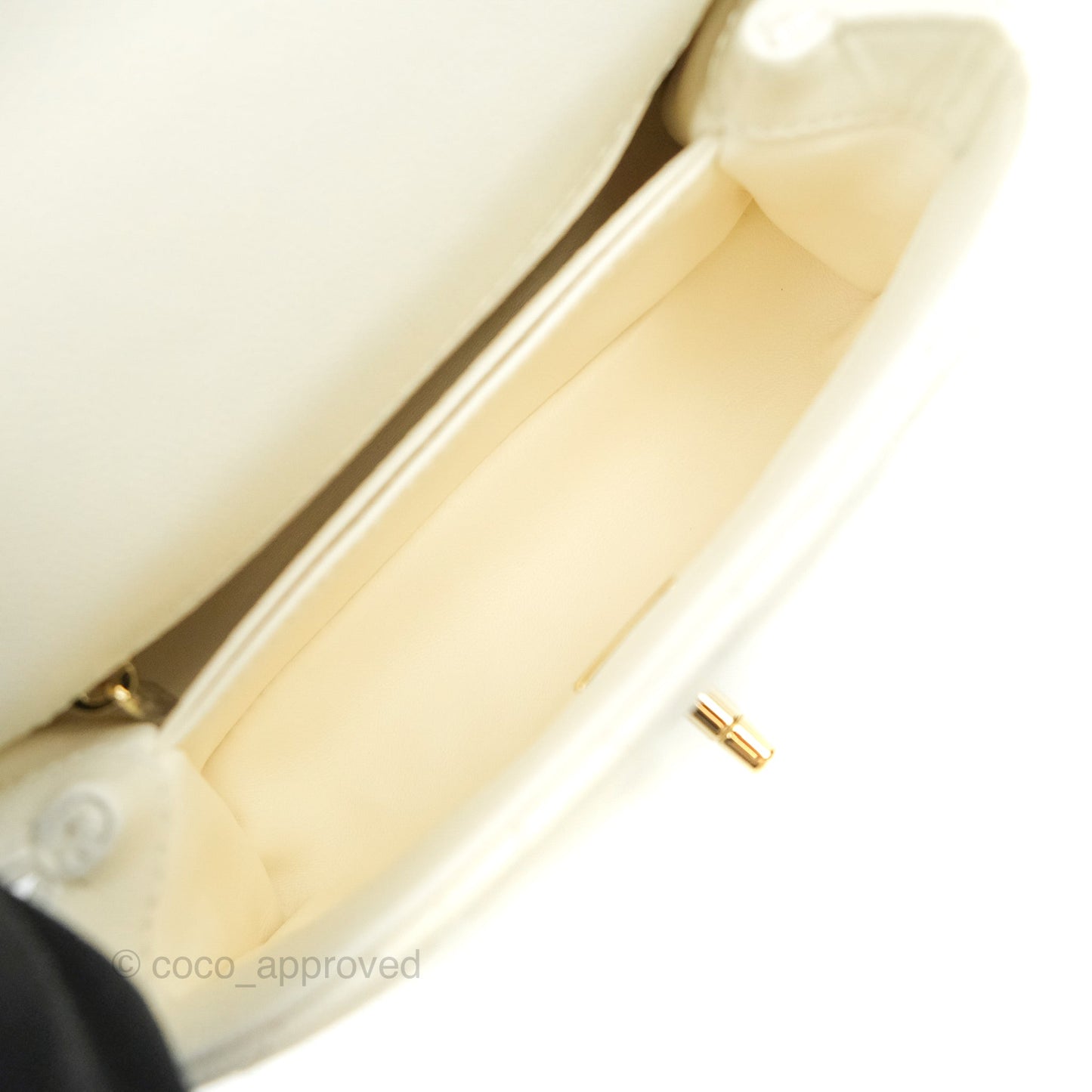 Chanel Extra Mini Quilted Coco Handle White Caviar Gold Hardware
