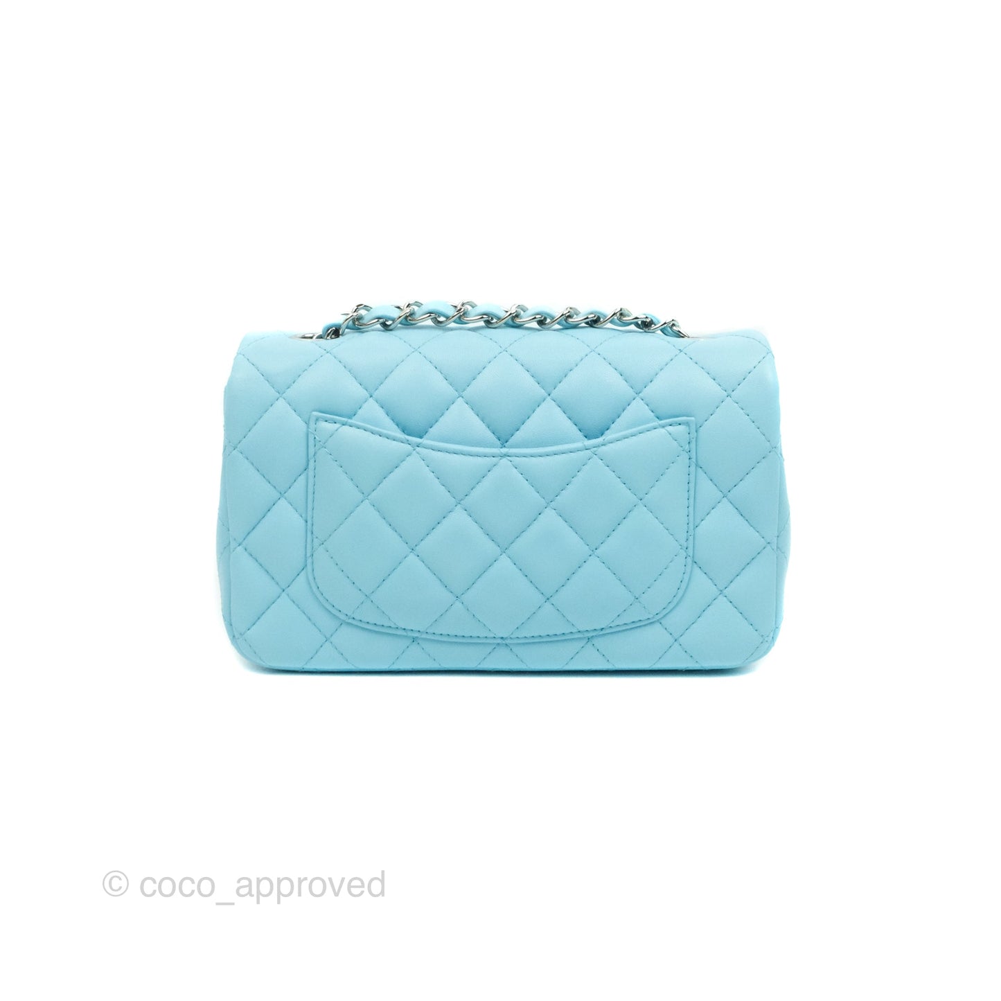 Chanel Classic Mini Rectangular Flap Blue Lambskin Silver Hardware 21S