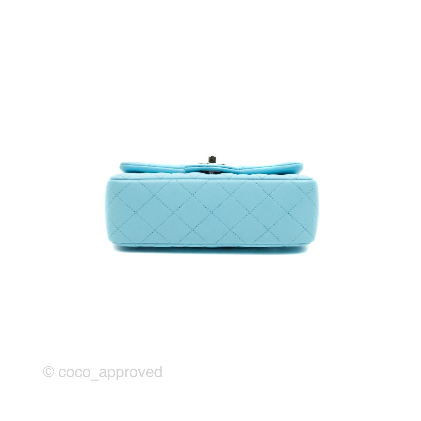 Chanel Classic Mini Rectangular Flap Blue Lambskin Silver Hardware 21S