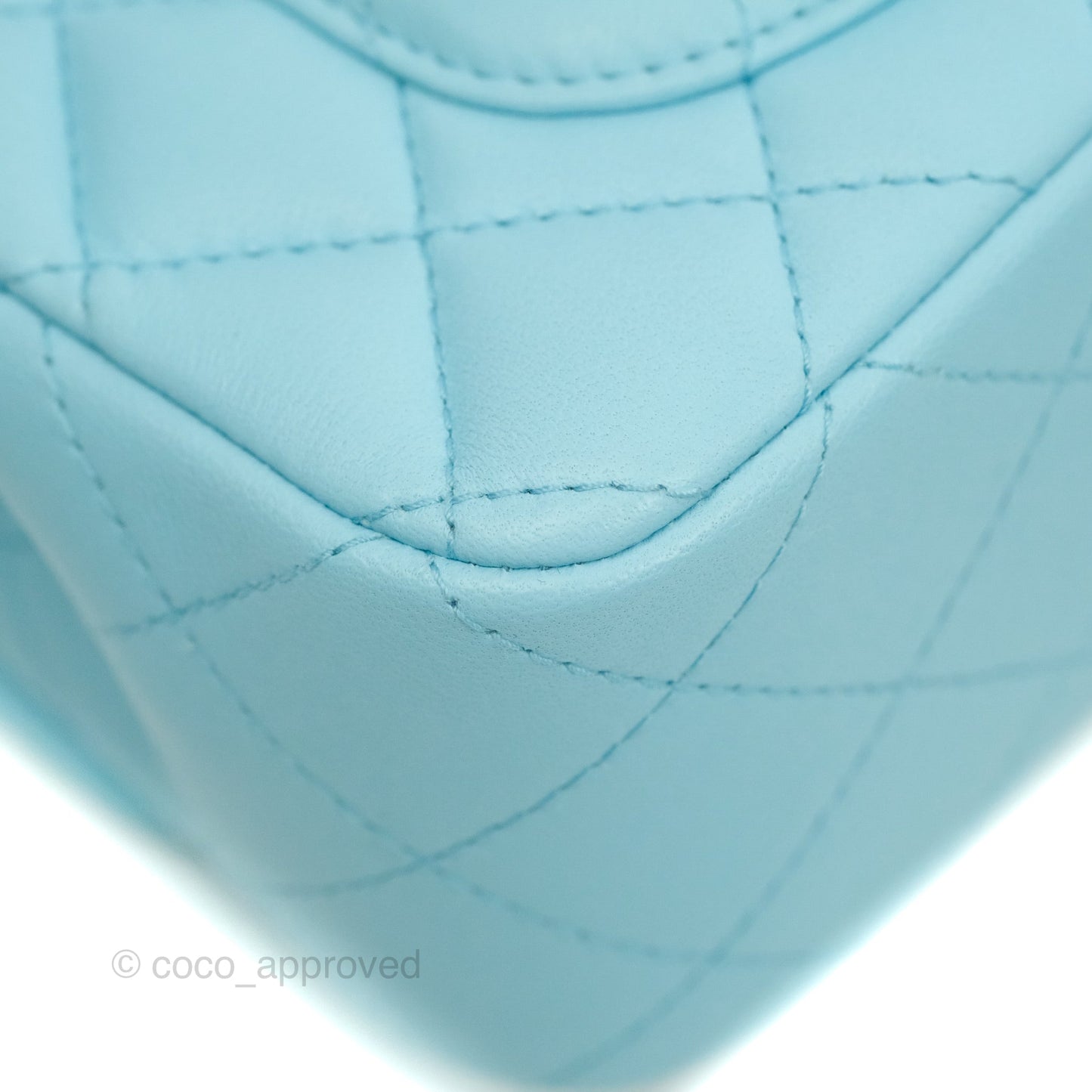 Chanel Classic Mini Rectangular Flap Blue Lambskin Silver Hardware 21S