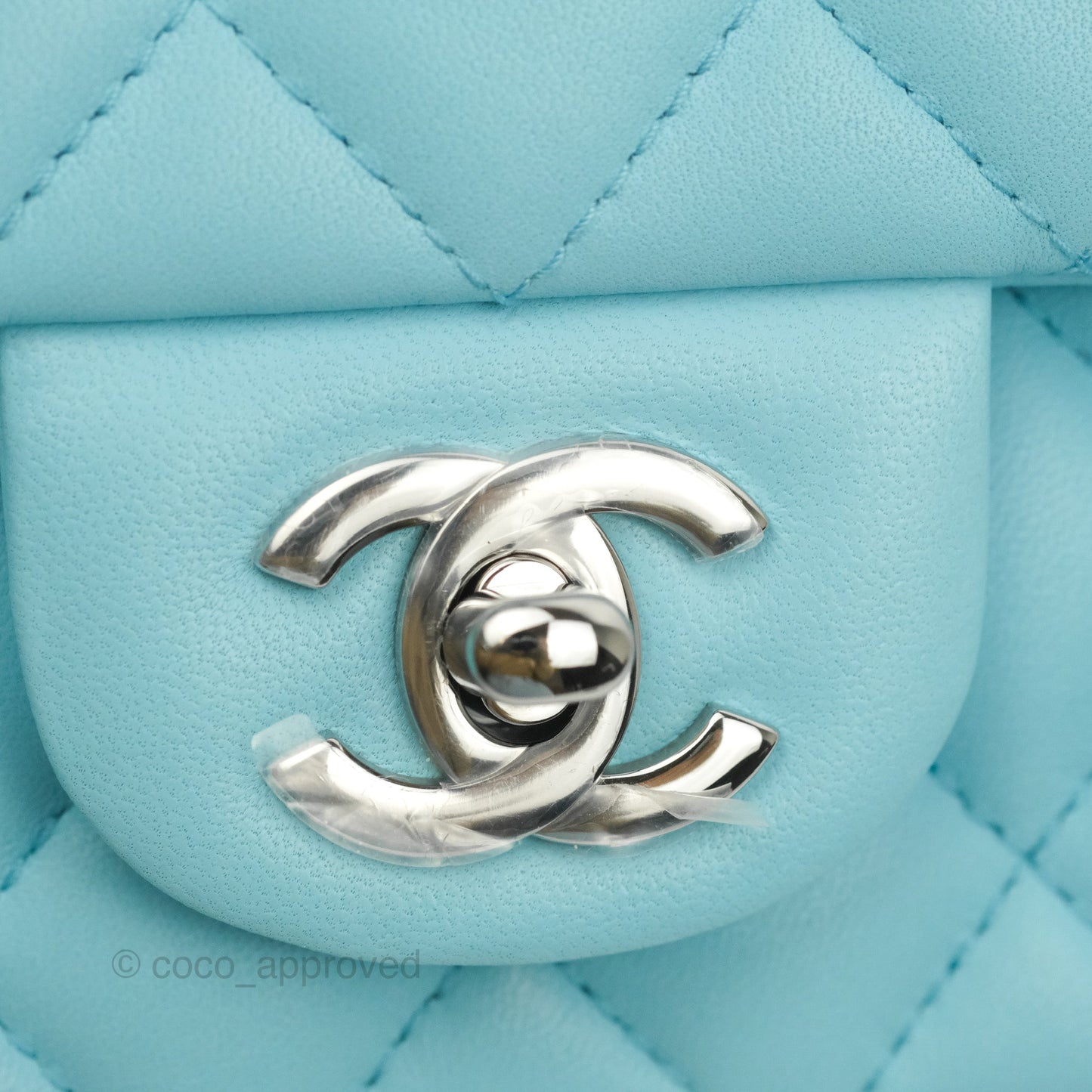 Chanel Classic Mini Rectangular Flap Blue Lambskin Silver Hardware 21S
