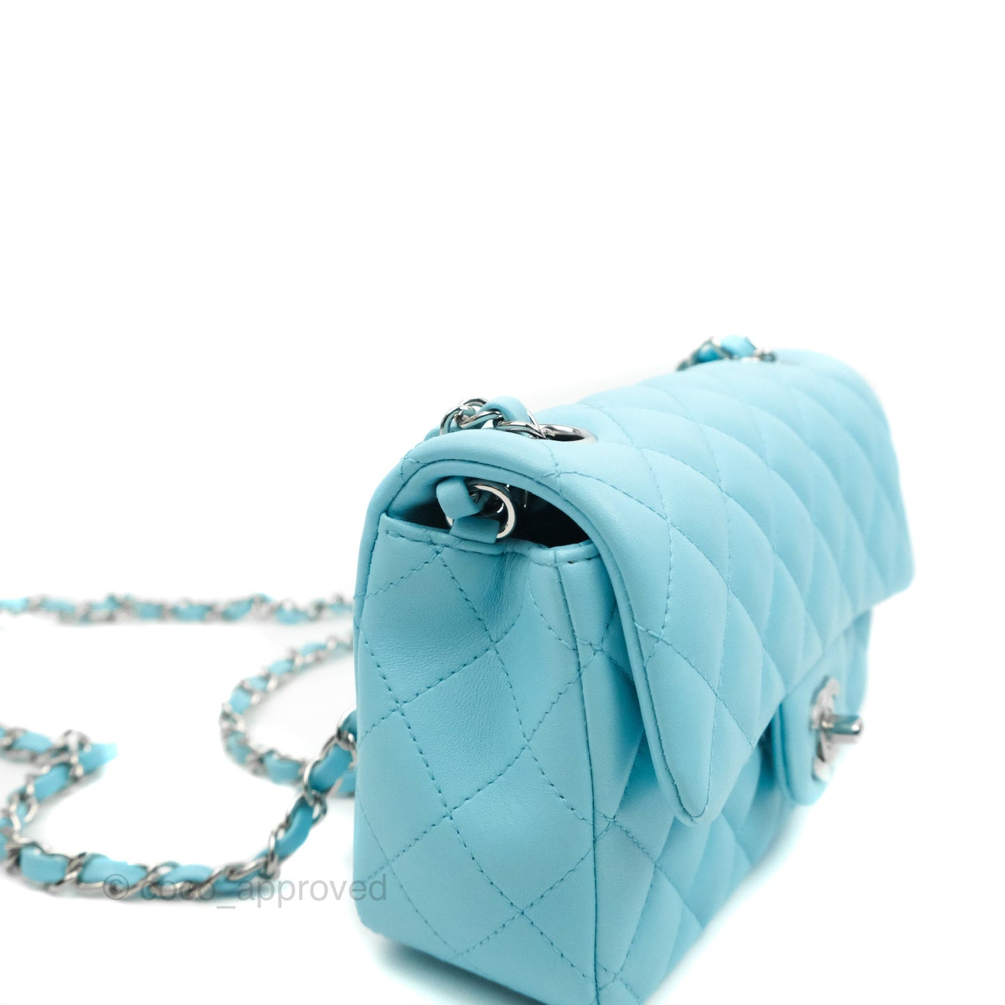 Chanel Classic Mini Rectangular Flap Blue Lambskin Silver Hardware 21S