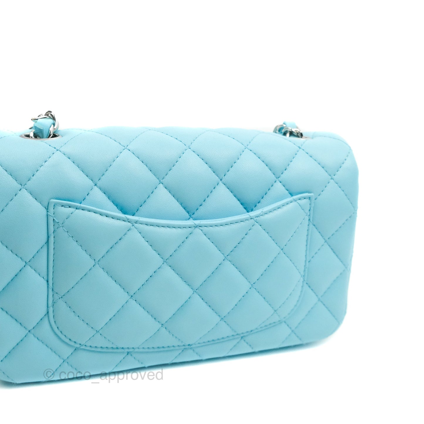 Chanel Classic Mini Rectangular Flap Blue Lambskin Silver Hardware 21S