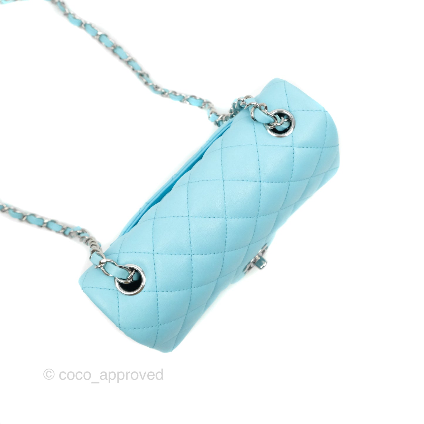 Chanel Classic Mini Rectangular Flap Blue Lambskin Silver Hardware 21S