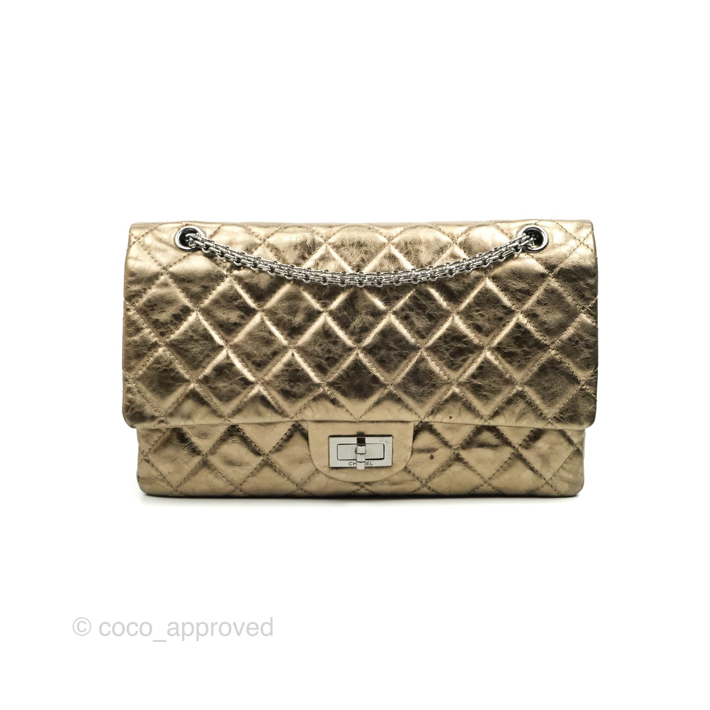 Chanel Reissue Quilted Metallic Calfskin Gold Dark Silver Hardware 227