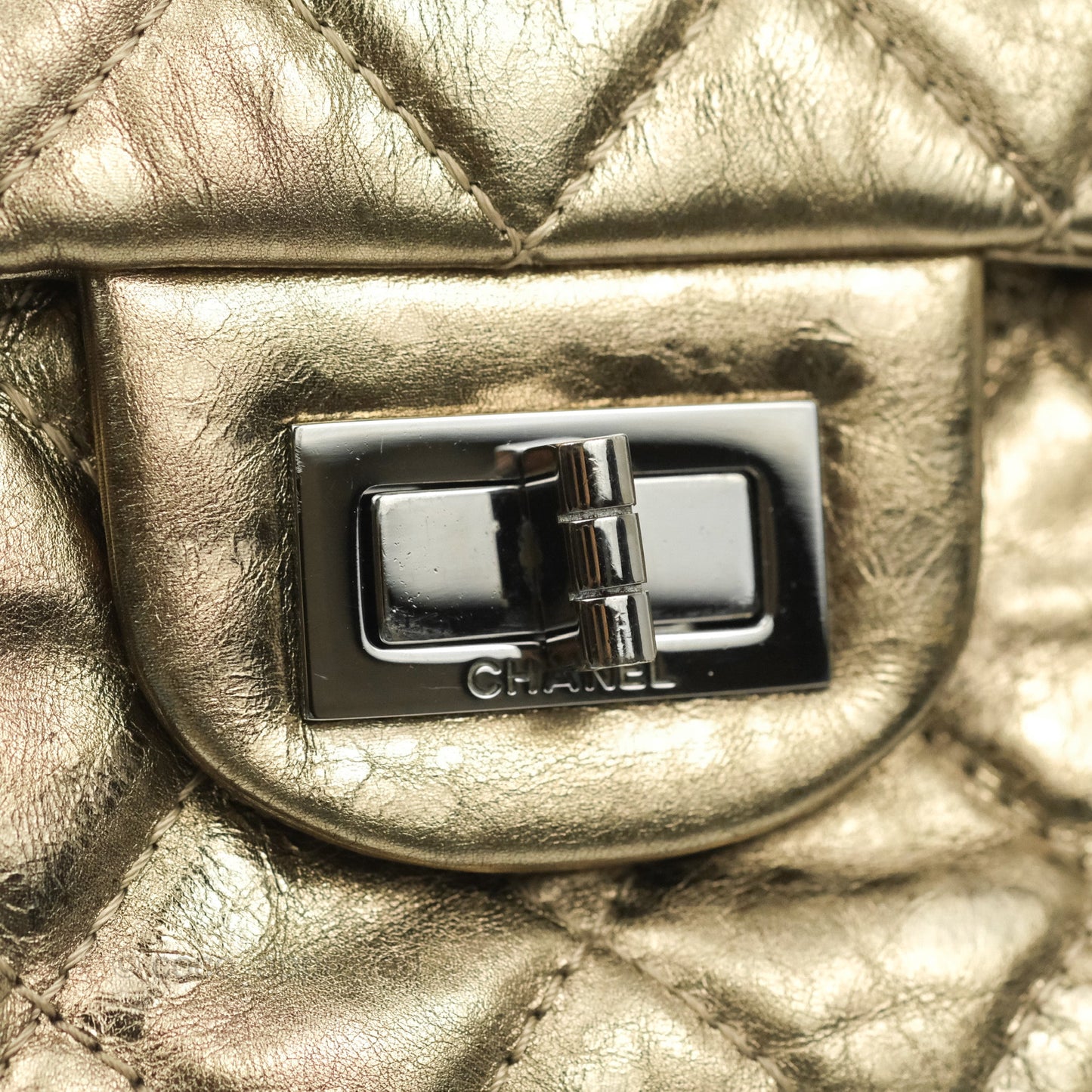 Chanel Reissue Quilted Metallic Calfskin Gold Dark Silver Hardware 227