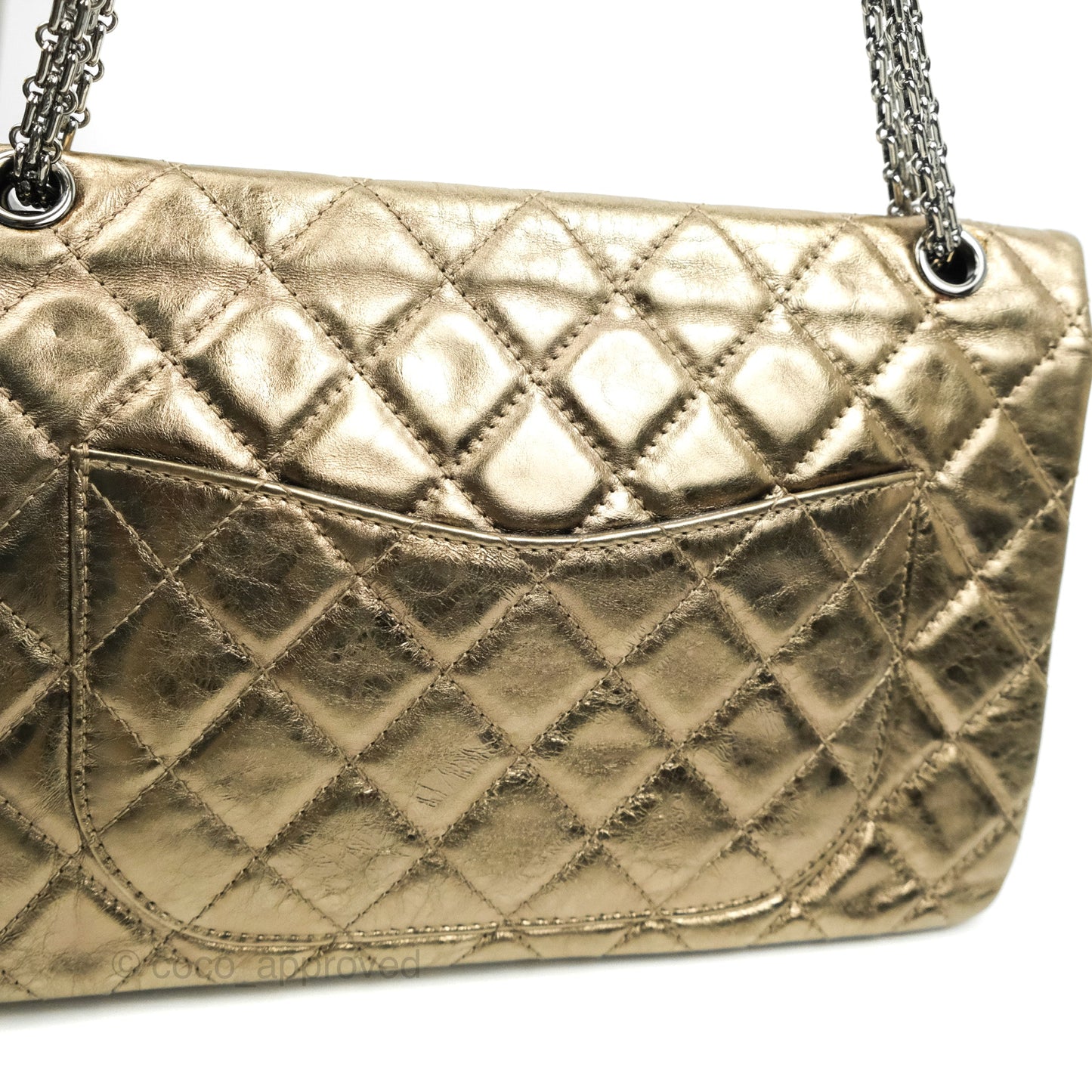 Chanel Reissue Quilted Metallic Calfskin Gold Dark Silver Hardware 227