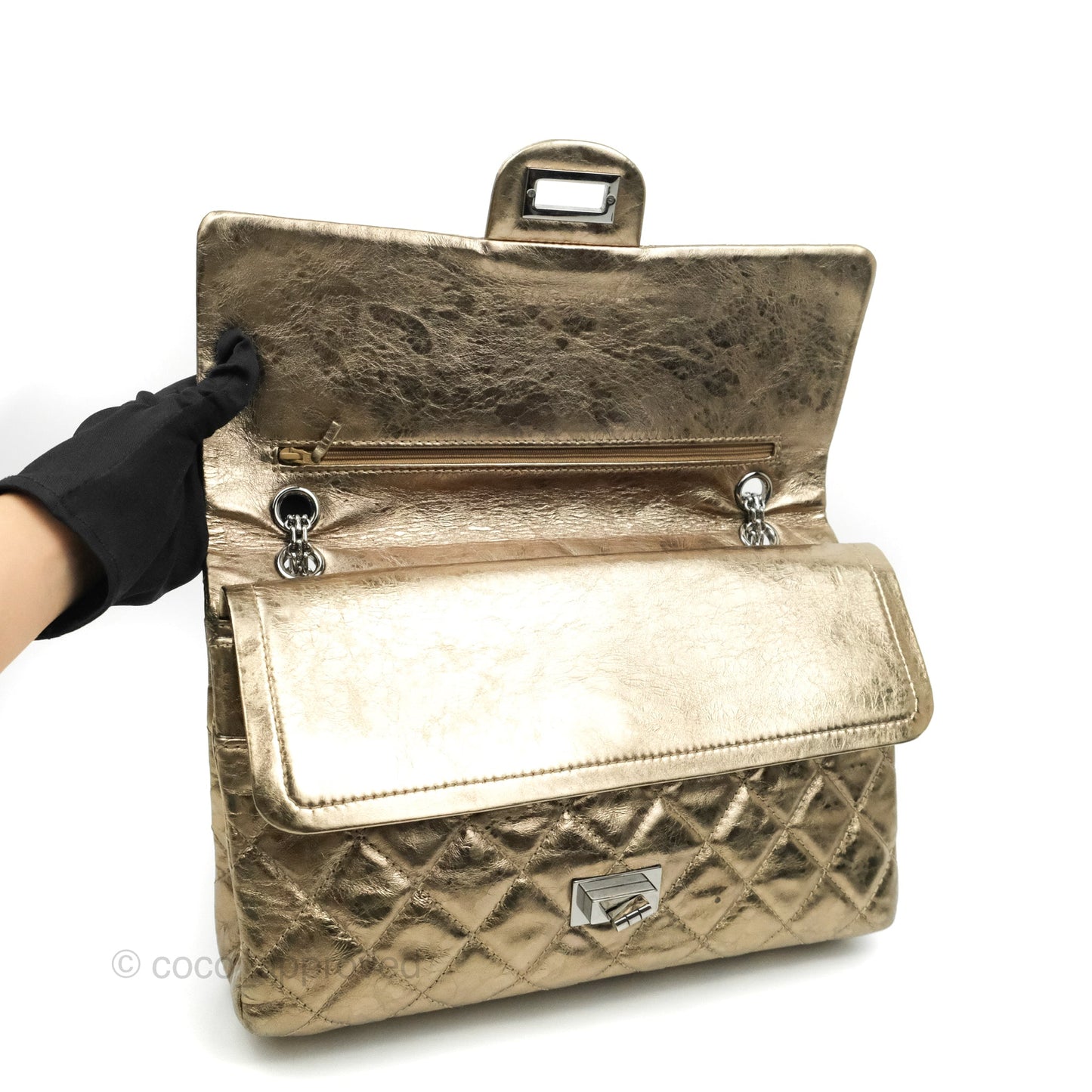 Chanel Reissue Quilted Metallic Calfskin Gold Dark Silver Hardware 227