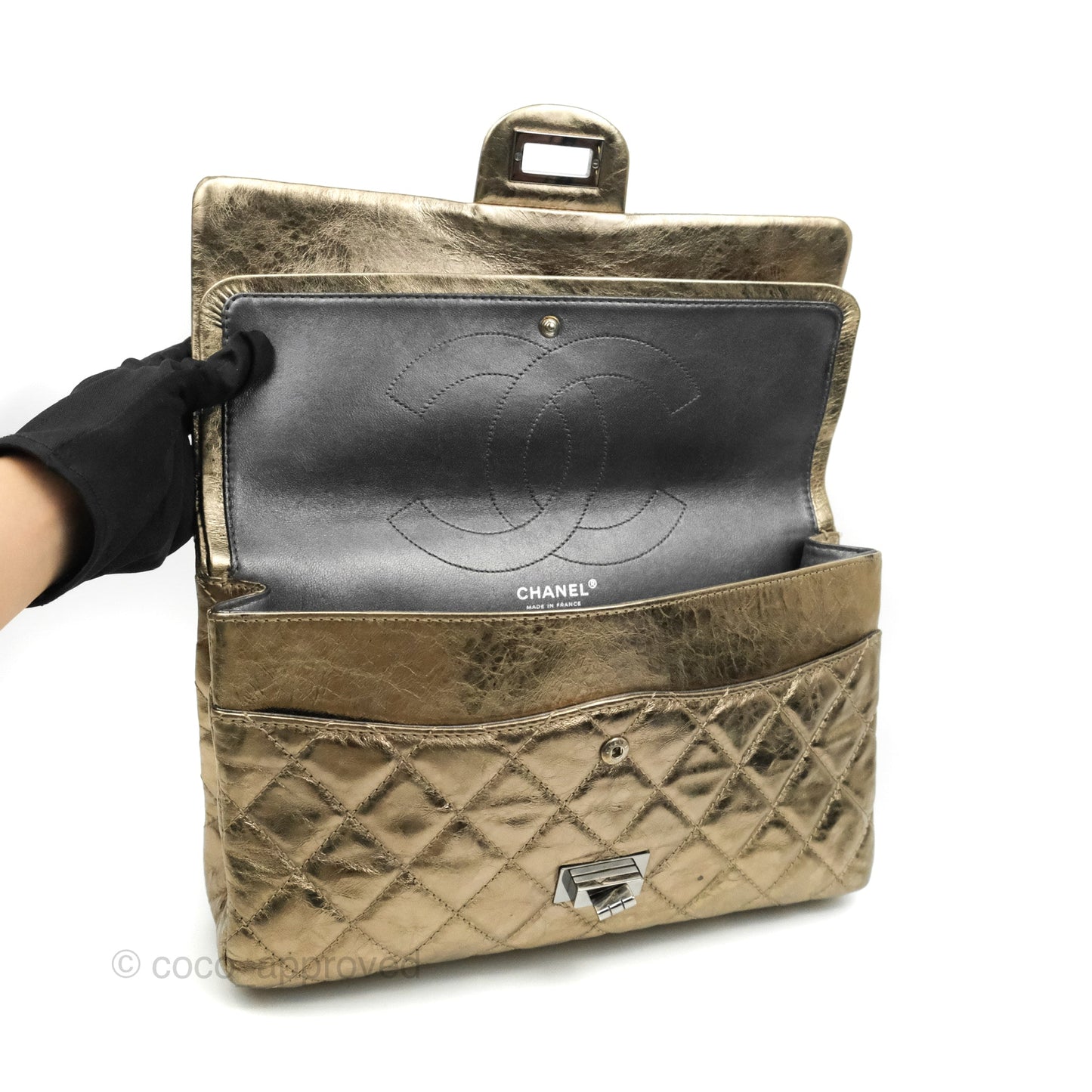Chanel Reissue Quilted Metallic Calfskin Gold Dark Silver Hardware 227