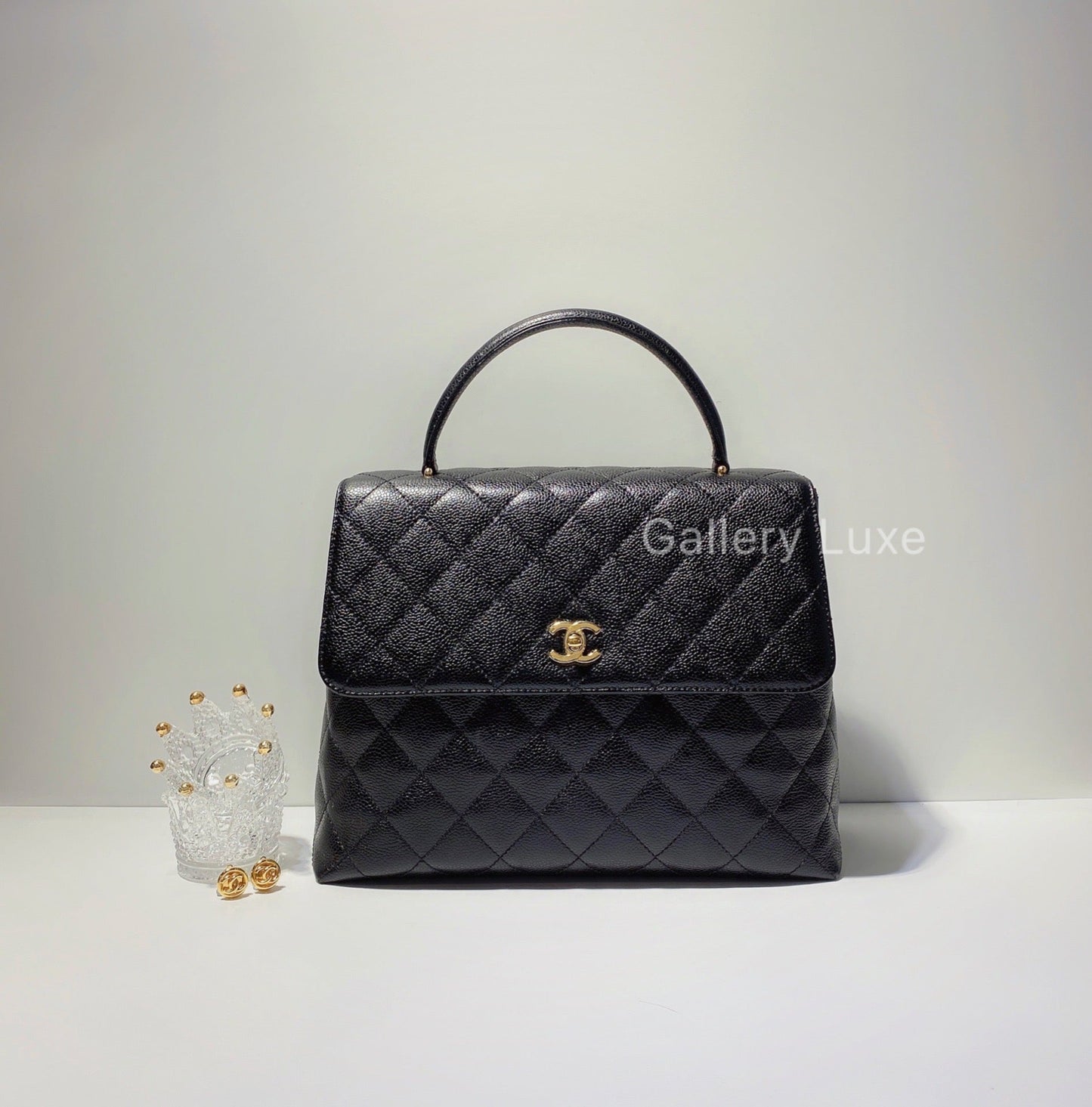 No.2558-Chanel Vintage Caviar Kelly Handel Bag