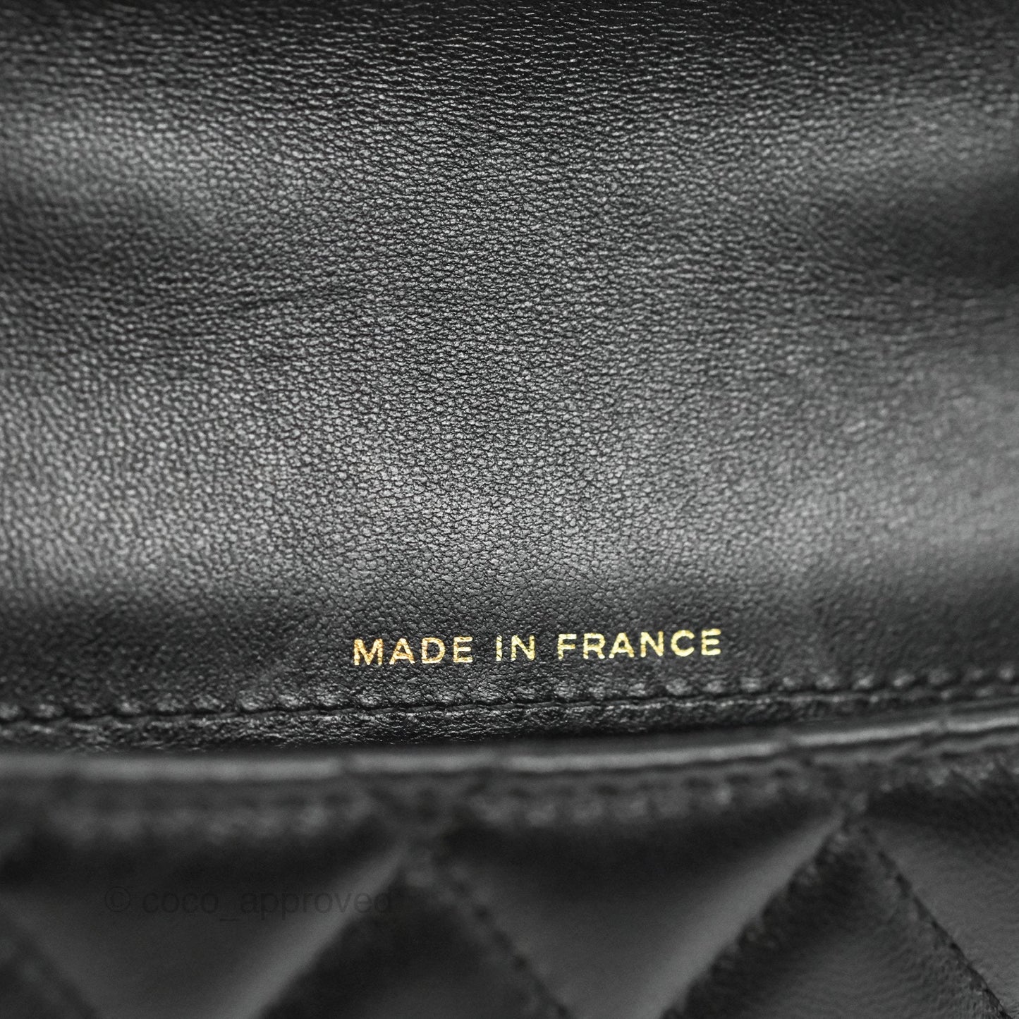 Chanel Mini Handle Flap Coin Purse With Chain Black Lambskin Gold Hardware
