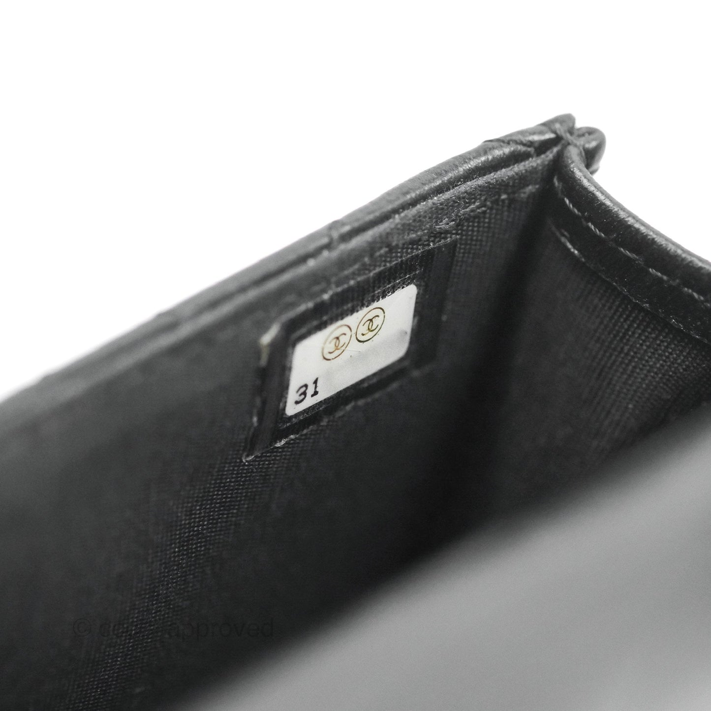 Chanel Mini Handle Flap Coin Purse With Chain Black Lambskin Gold Hardware