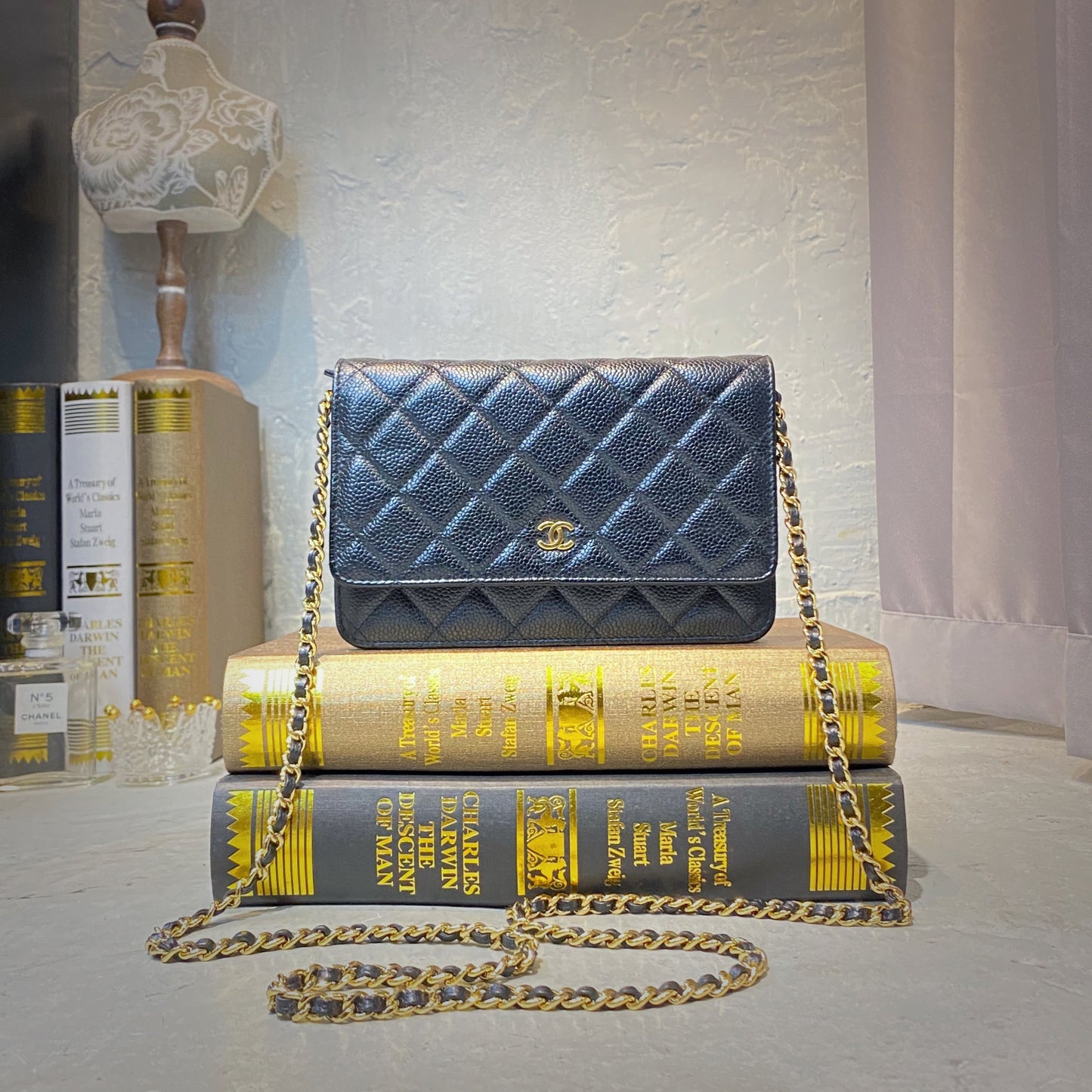 No.001464-1-Chanel Caviar Wallet on Chain