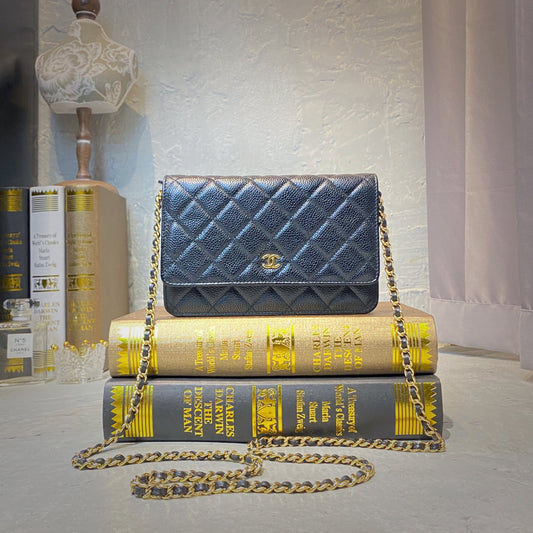 No.001464-1-Chanel Caviar Wallet on Chain
