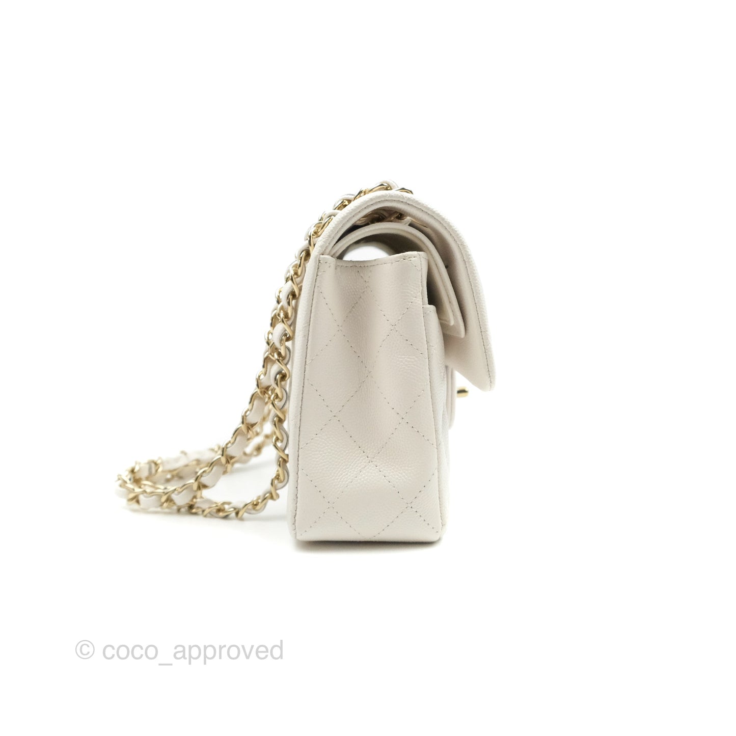 Chanel Classic Small S/M Flap White Caviar Gold Hardware