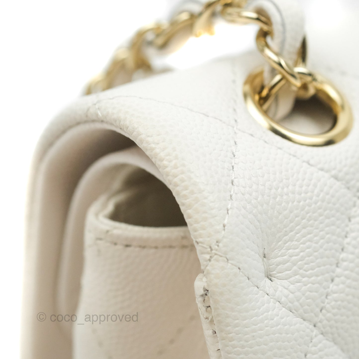 Chanel Classic Small S/M Flap White Caviar Gold Hardware