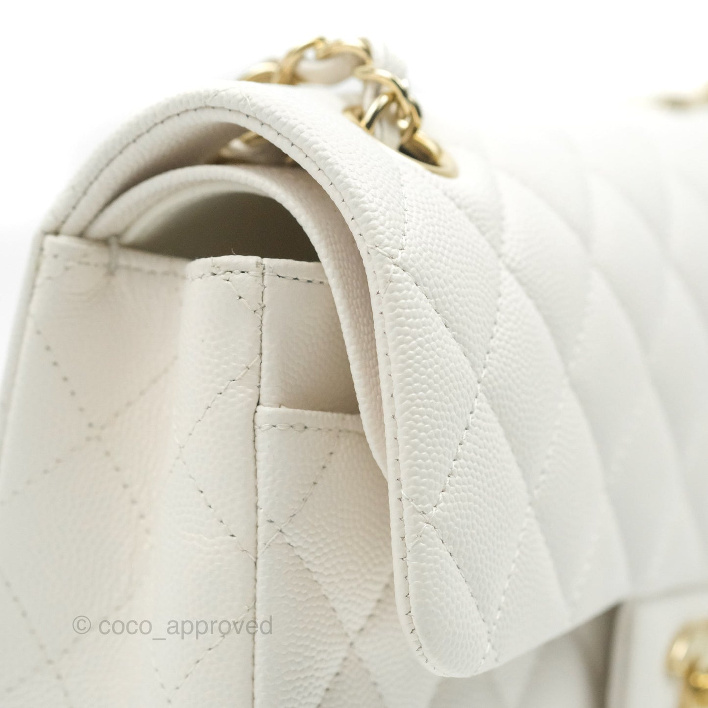 Chanel Classic Small S/M Flap White Caviar Gold Hardware