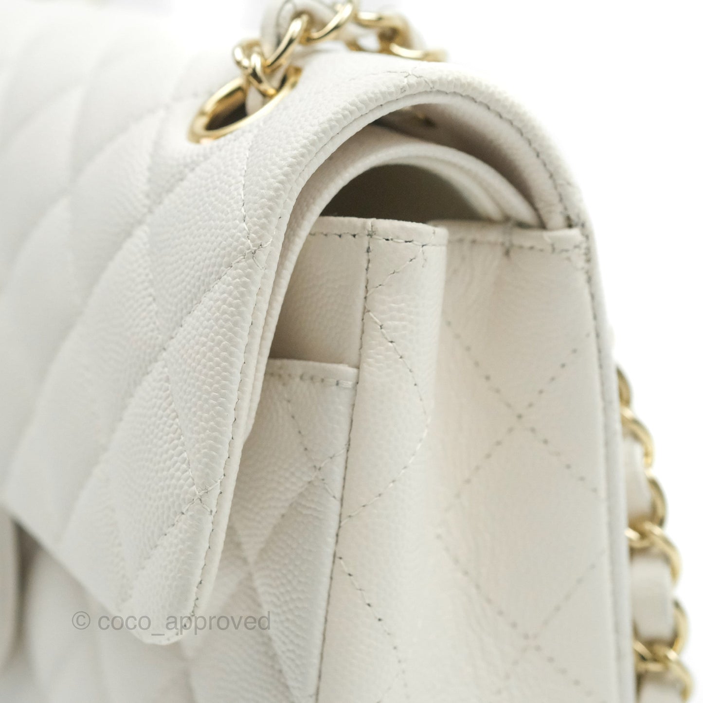 Chanel Classic Small S/M Flap White Caviar Gold Hardware