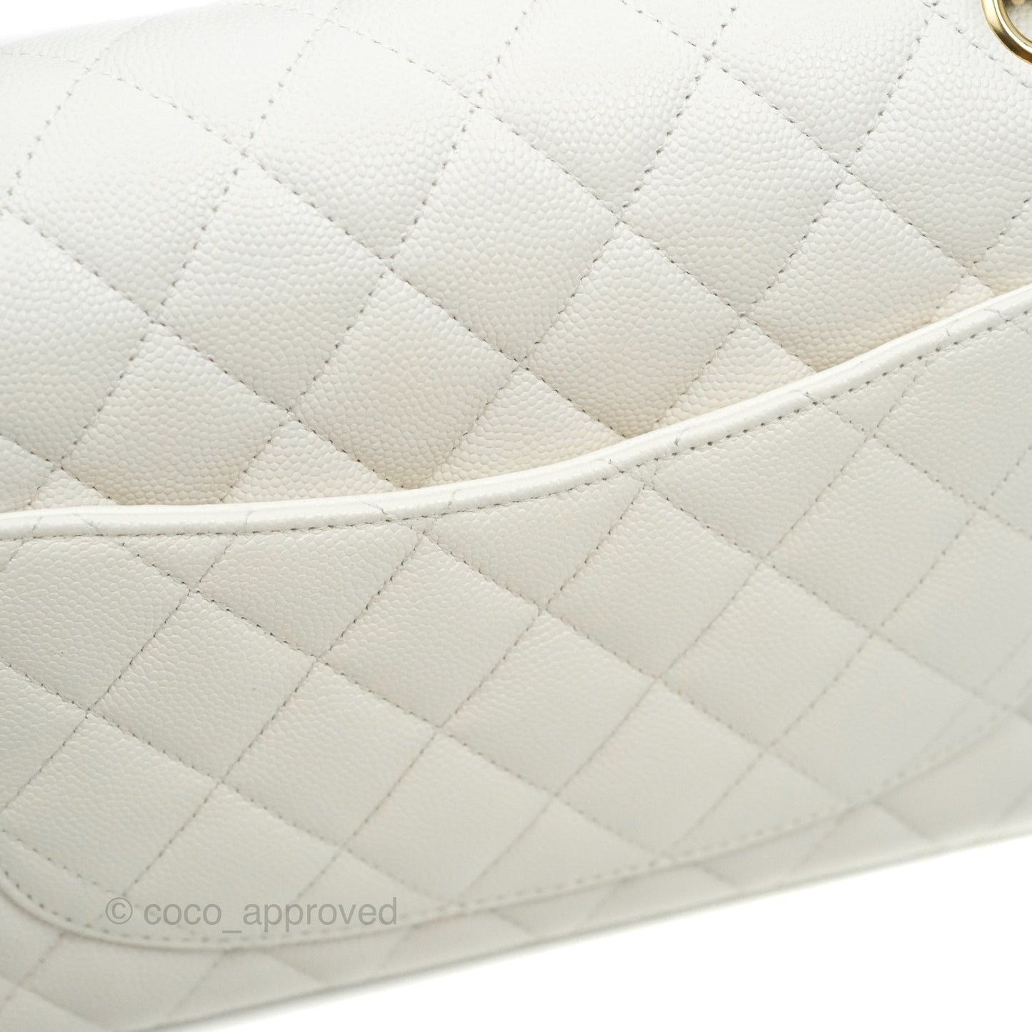 Chanel Classic Small S/M Flap White Caviar Gold Hardware